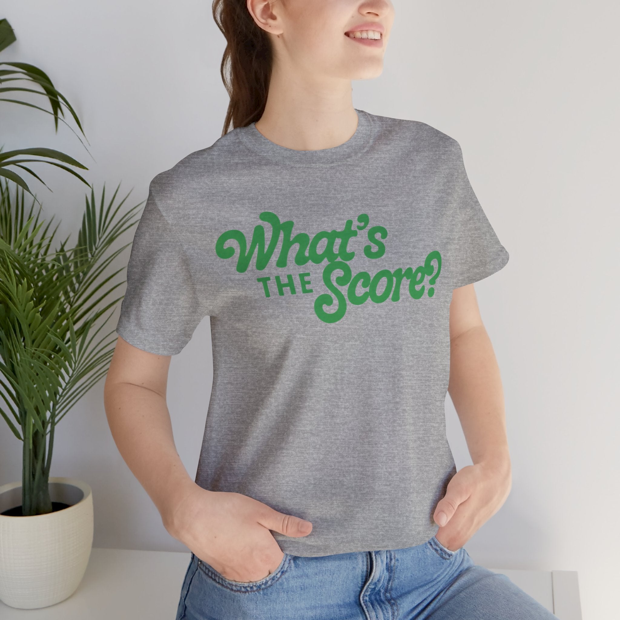 What's The Score? Graphic Tee — Retro Script Sports Fan T-Shirt