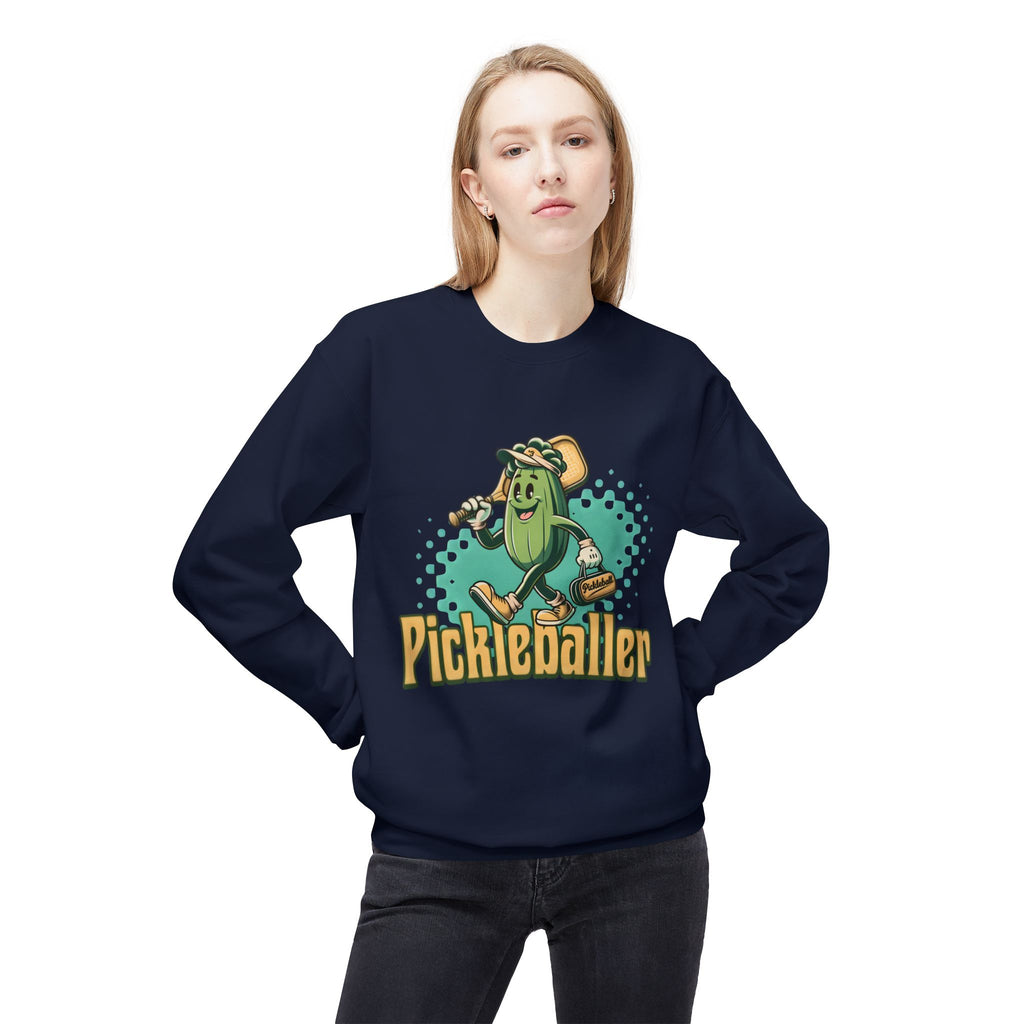 Pickleball Cartoon Crewneck Sweatshirt — "Pickleballer" Graphic