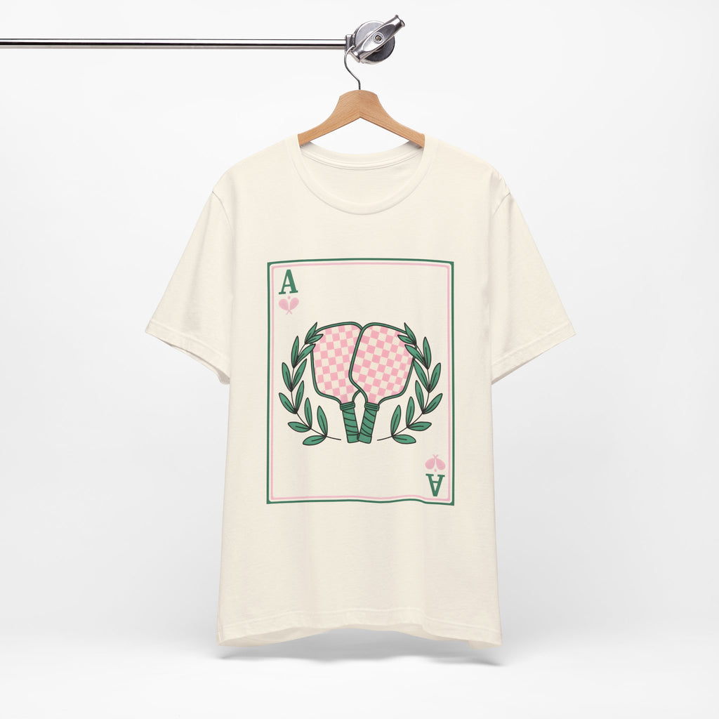 Ace of Hearts Playing Card Tee — Pink Checker Butt Graphic T-Shirt