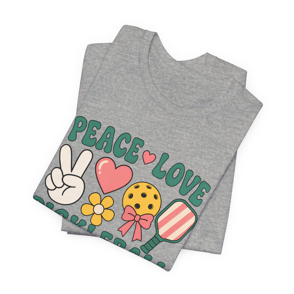 Pickleball Peace & Love T-Shirt – Cute Retro Paddle Design