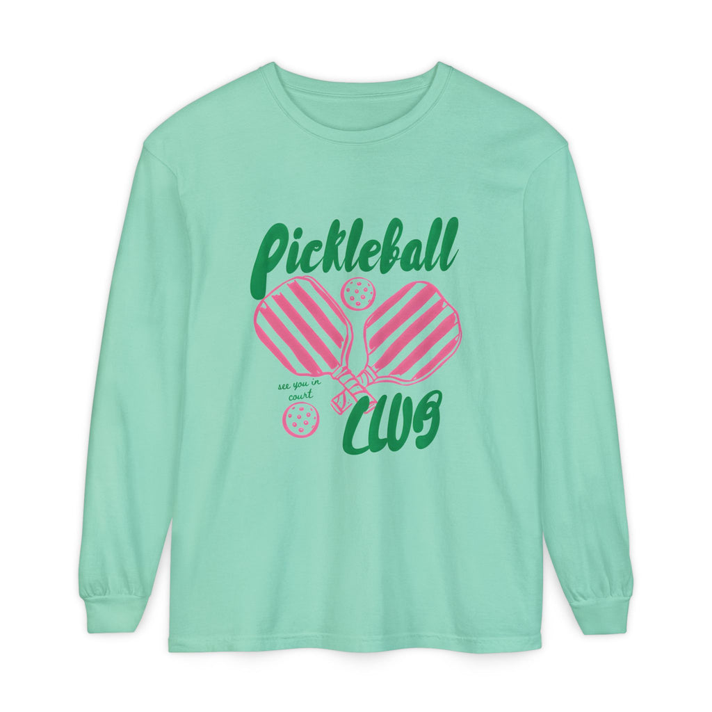 Pickleball Love Long Sleeve Tee – Women's Pink Paddle Graphic
