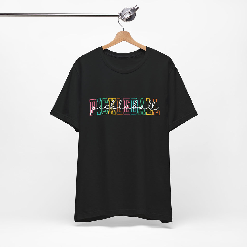 Pickleball Retro Outline T-Shirt — Colorful Athletic Court Tee