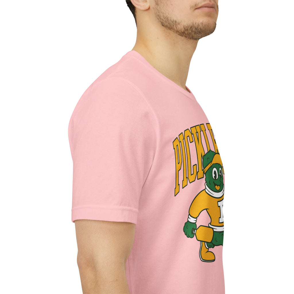 Pickleball Mascot T‑Shirt – Vintage Green & Gold “PICKLEBALL” Graphic (Est. 1965)