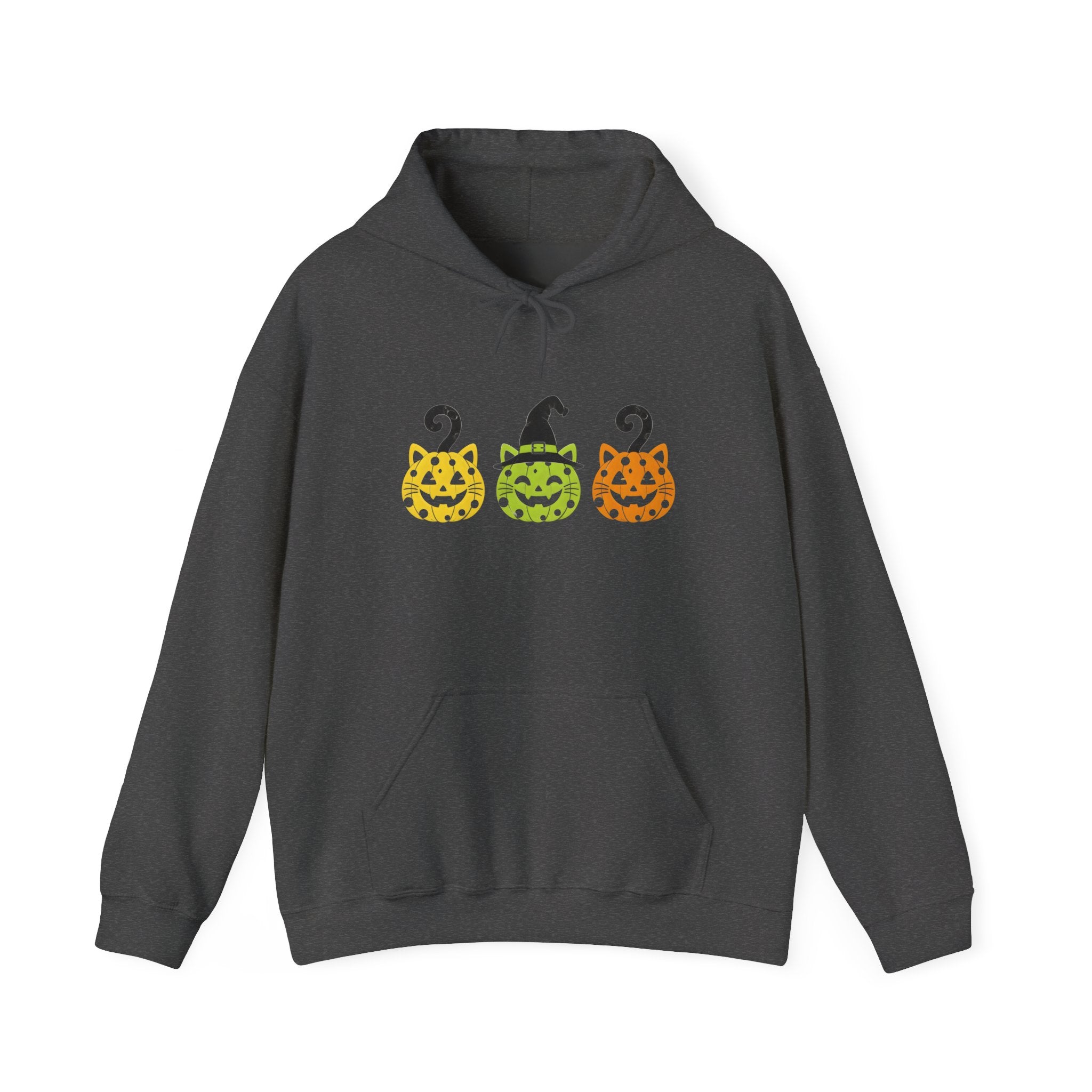Pumpkin Trio Halloween Hoodie — Cute Witch Hat Jack-o'-Lantern Sweatshirt