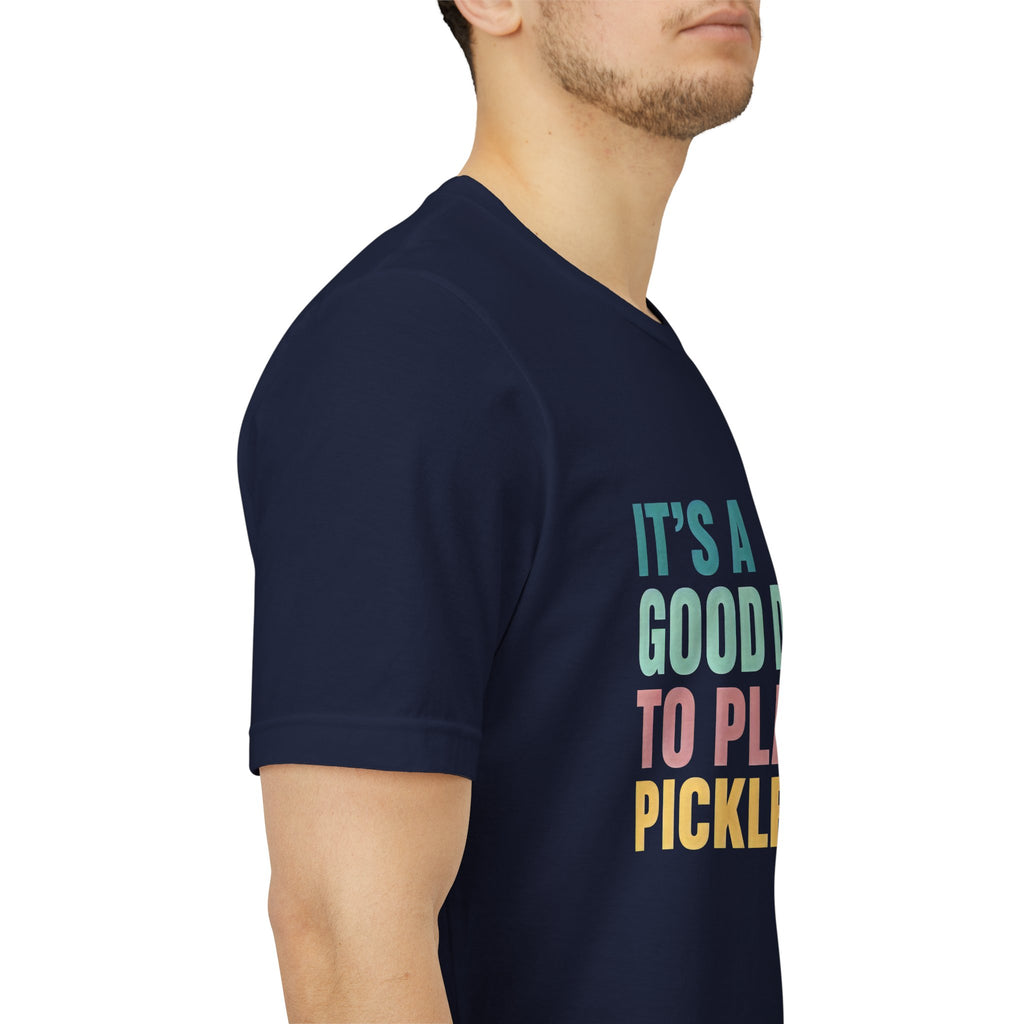 Pickleball Tee — "It's a Good Day to Play Pickleball" Retro Colorblock Shirt