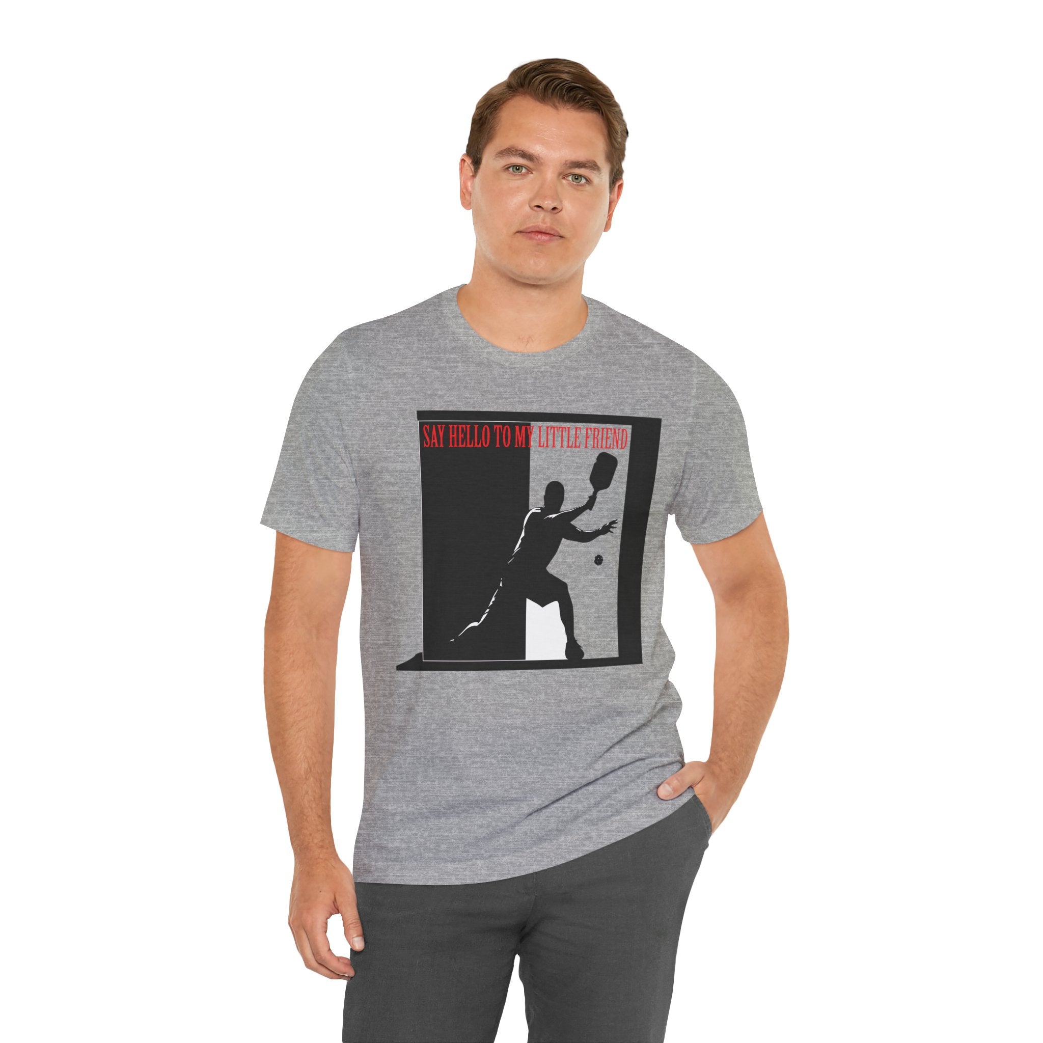 Tennis Tee — "Say Hello to My Little Friend" Retro Silhouette Shirt