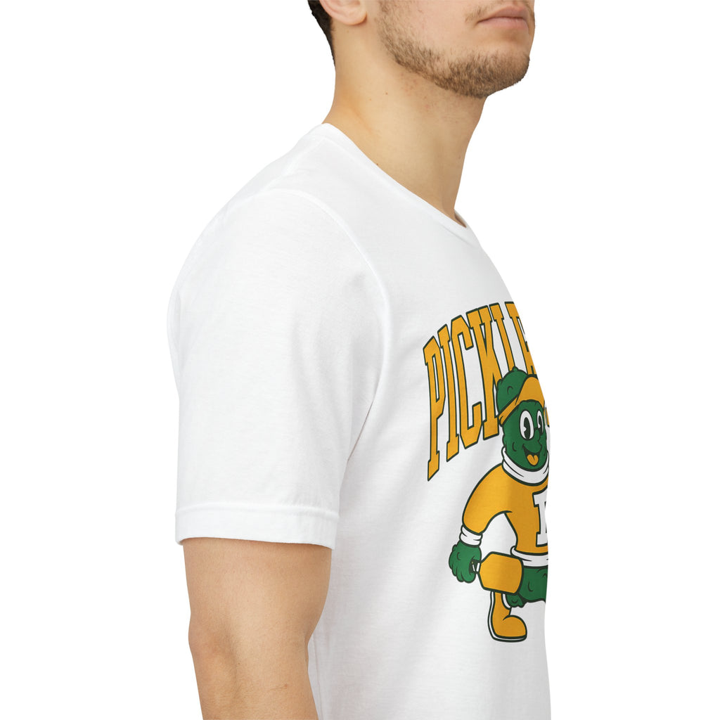 Pickleball Mascot T‑Shirt – Vintage Green & Gold “PICKLEBALL” Graphic (Est. 1965)