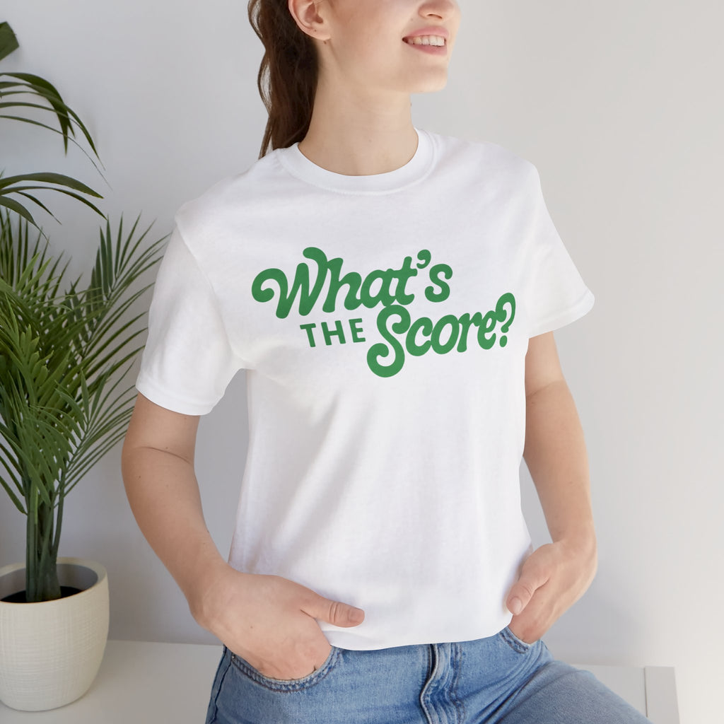 What's The Score? Graphic Tee — Retro Script Sports Fan T-Shirt