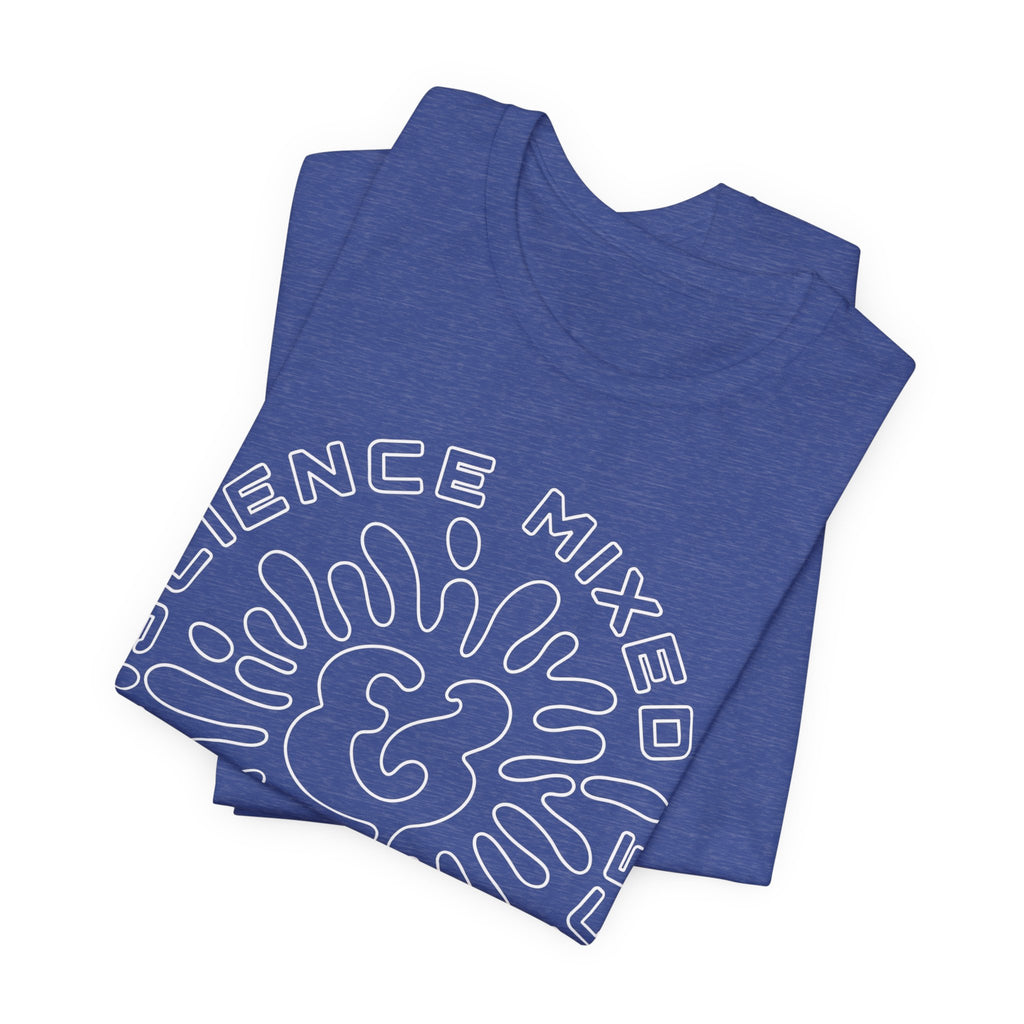 Science & Violence Graphic Tee — Retro Psychedelic Badge T‑Shirt