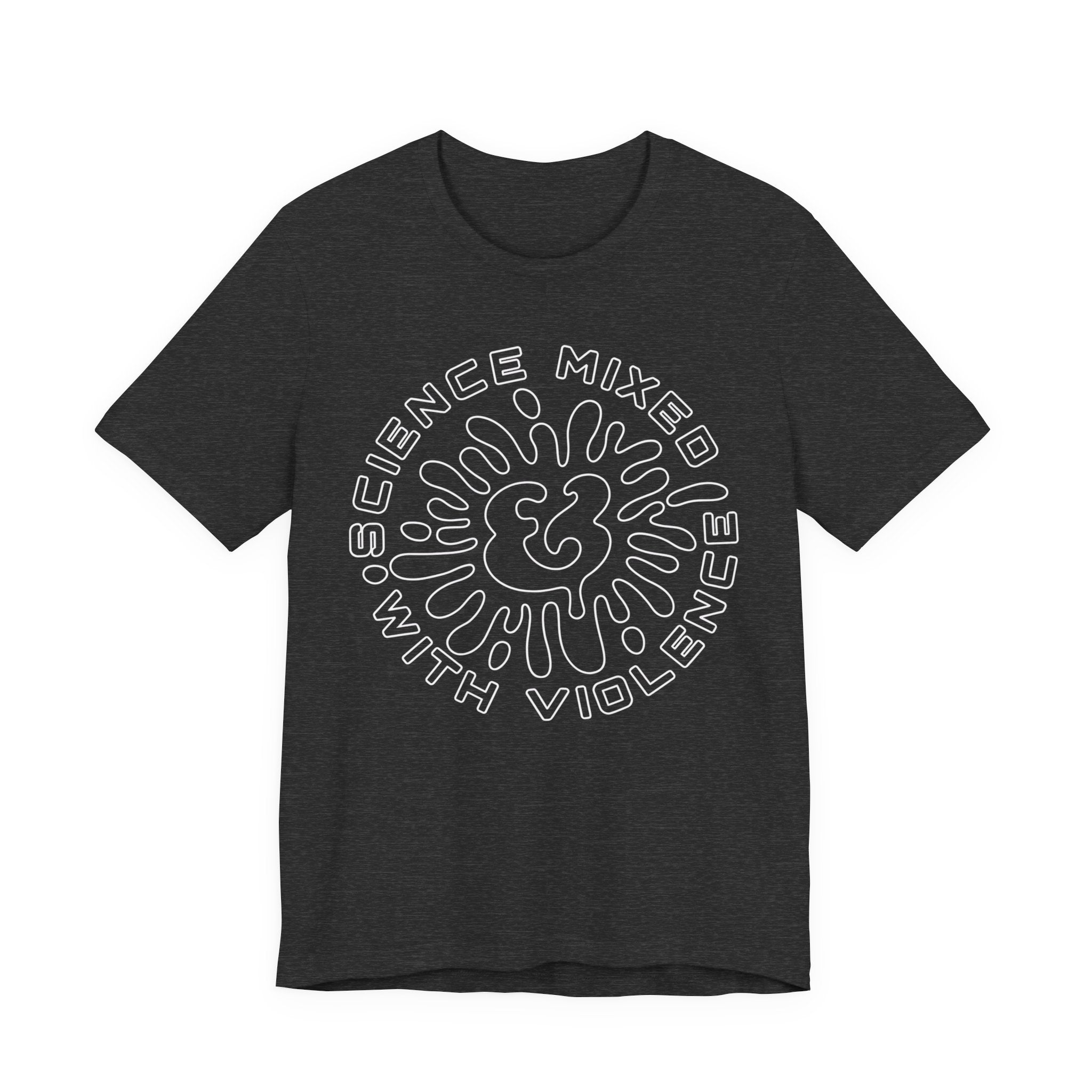 Science & Violence Graphic Tee — Retro Psychedelic Badge T‑Shirt