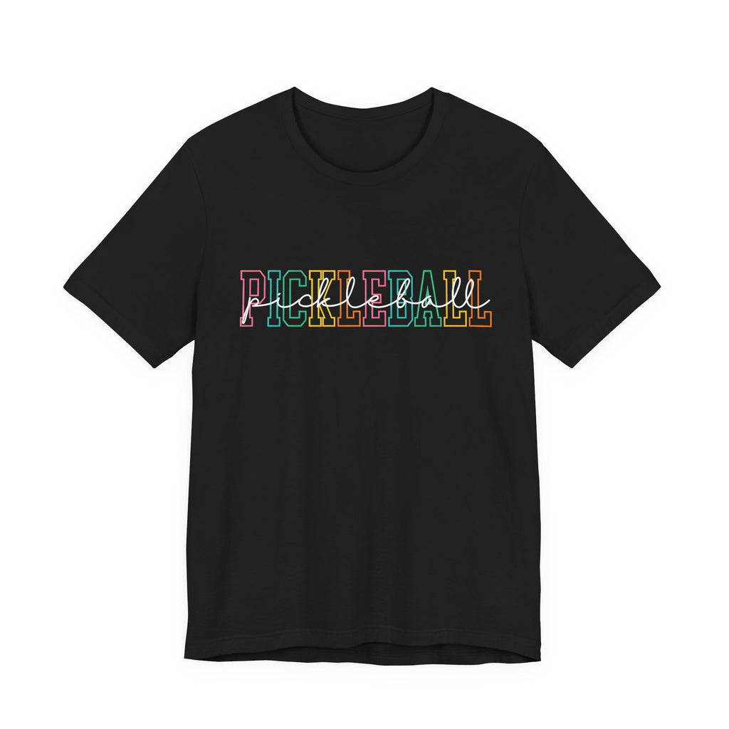 Pickleball Retro Outline T-Shirt — Colorful Athletic Court Tee