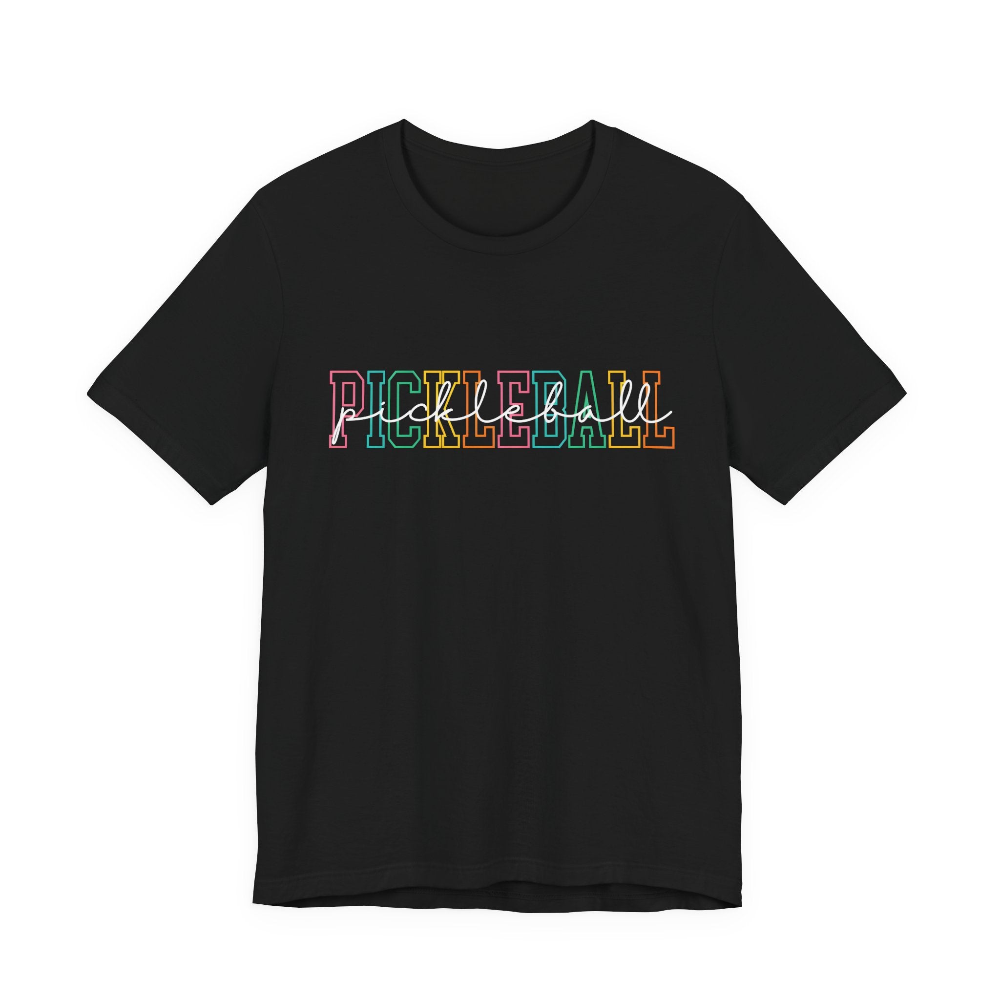 Pickleball Retro Outline T-Shirt — Colorful Athletic Court Tee