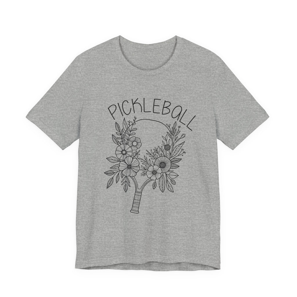 Pickleball Floral Tee — Women's/Unisex Pickleball Shirt with Hand-Drawn Paddle & Flowers