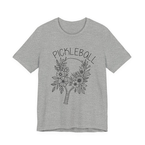 Pickleball Floral Tee — Women's/Unisex Pickleball Shirt with Hand-Drawn Paddle & Flowers