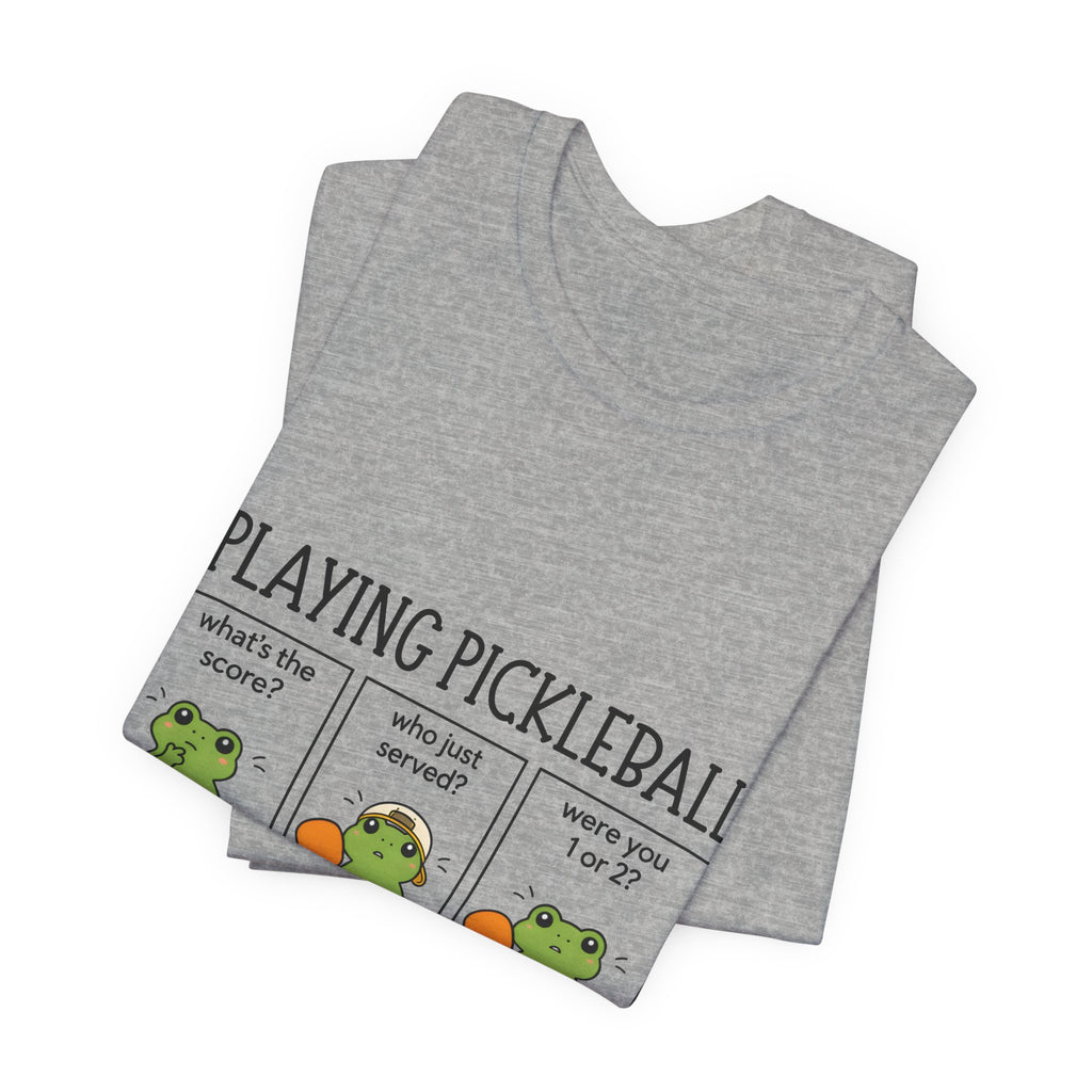Pickleball T‑Shirt – Funny Frog Comic 'Playing Pickleball Improves Memory'