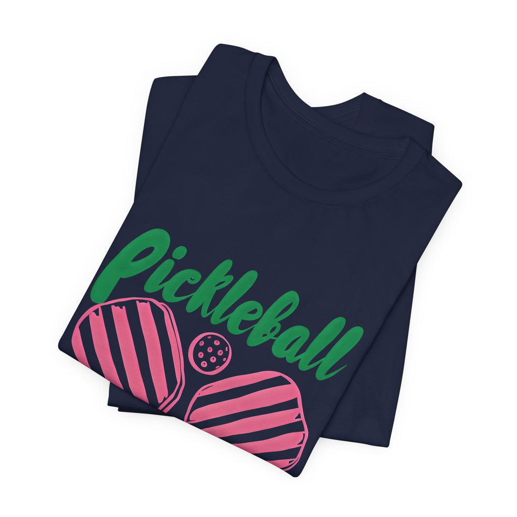 Pickleball Club Heart Tee — Women's Pink & Green Paddle Shirt