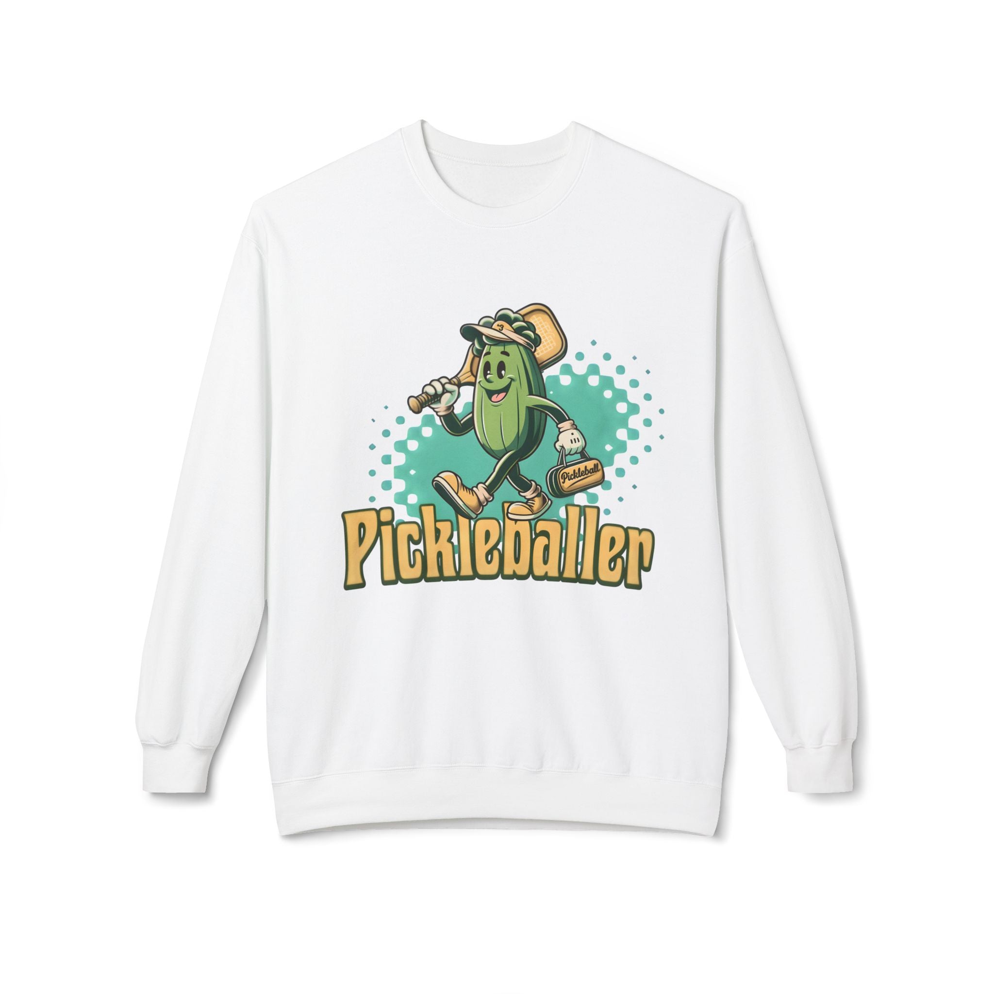 Pickleball Cartoon Crewneck Sweatshirt — "Pickleballer" Graphic