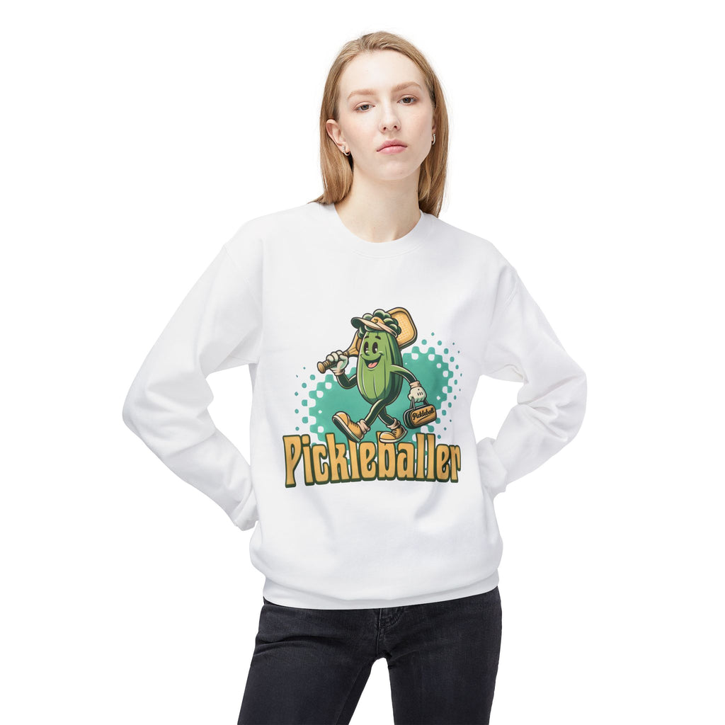 Pickleball Cartoon Crewneck Sweatshirt — "Pickleballer" Graphic