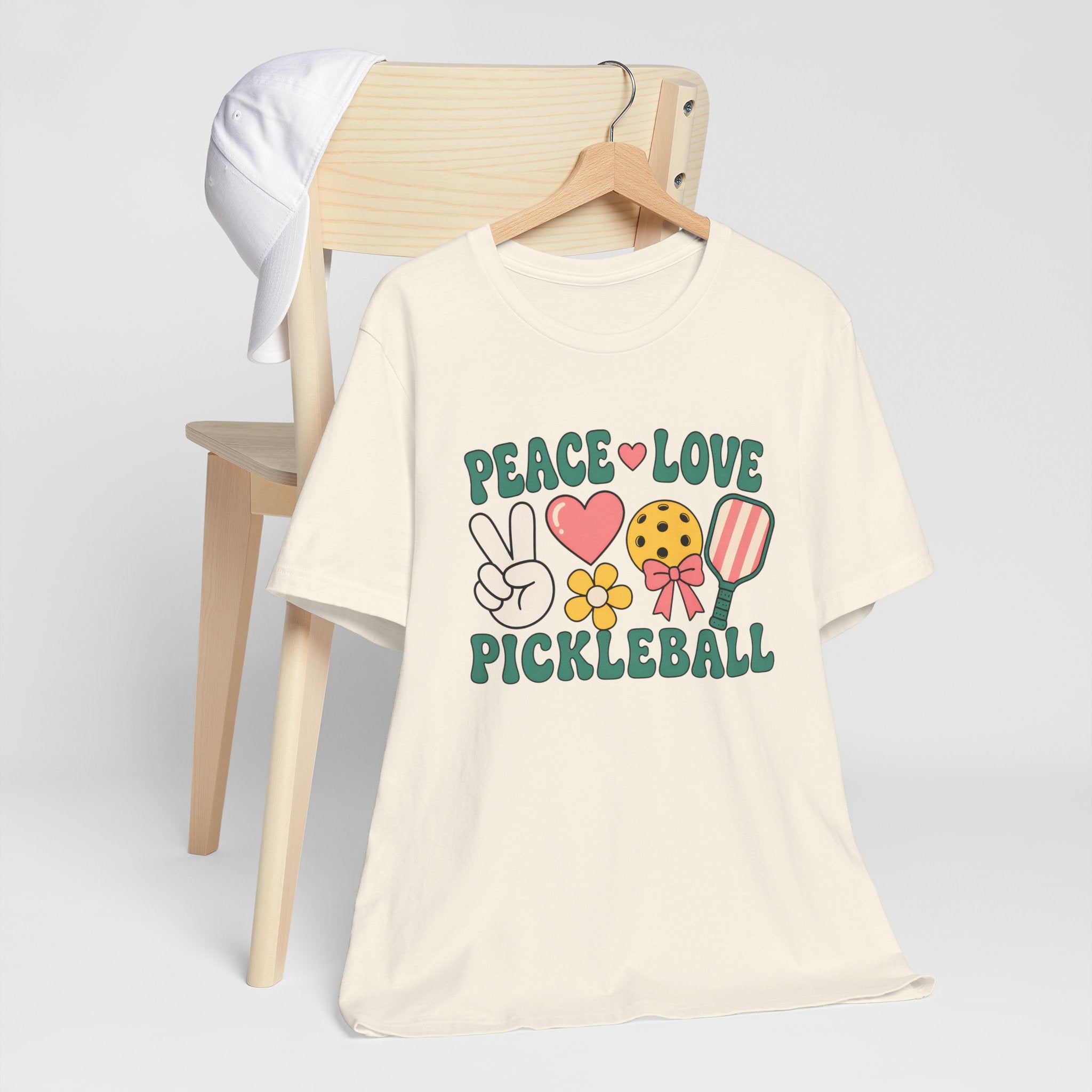 Pickleball Peace & Love T-Shirt – Cute Retro Paddle Design
