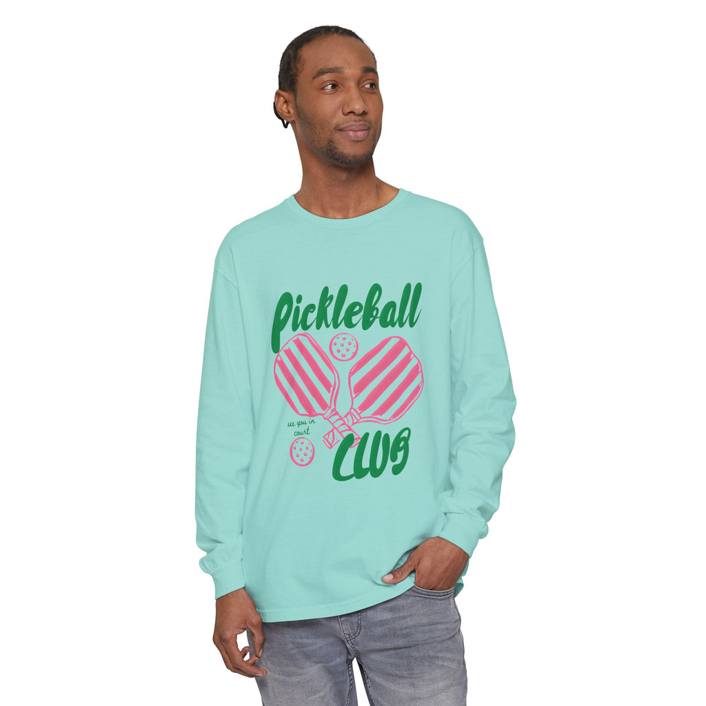 Pickleball Love Long Sleeve Tee – Women's Pink Paddle Graphic