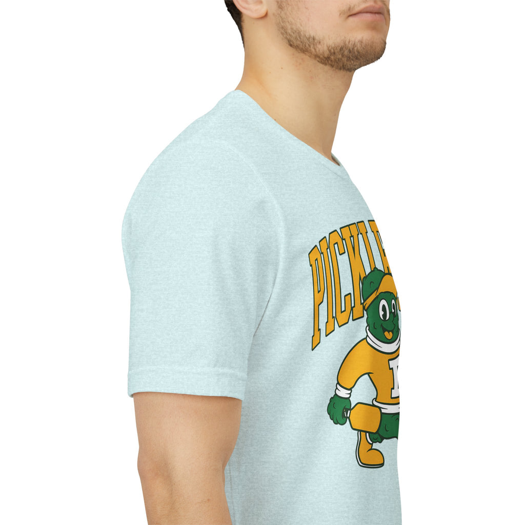 Pickleball Mascot T‑Shirt – Vintage Green & Gold “PICKLEBALL” Graphic (Est. 1965)
