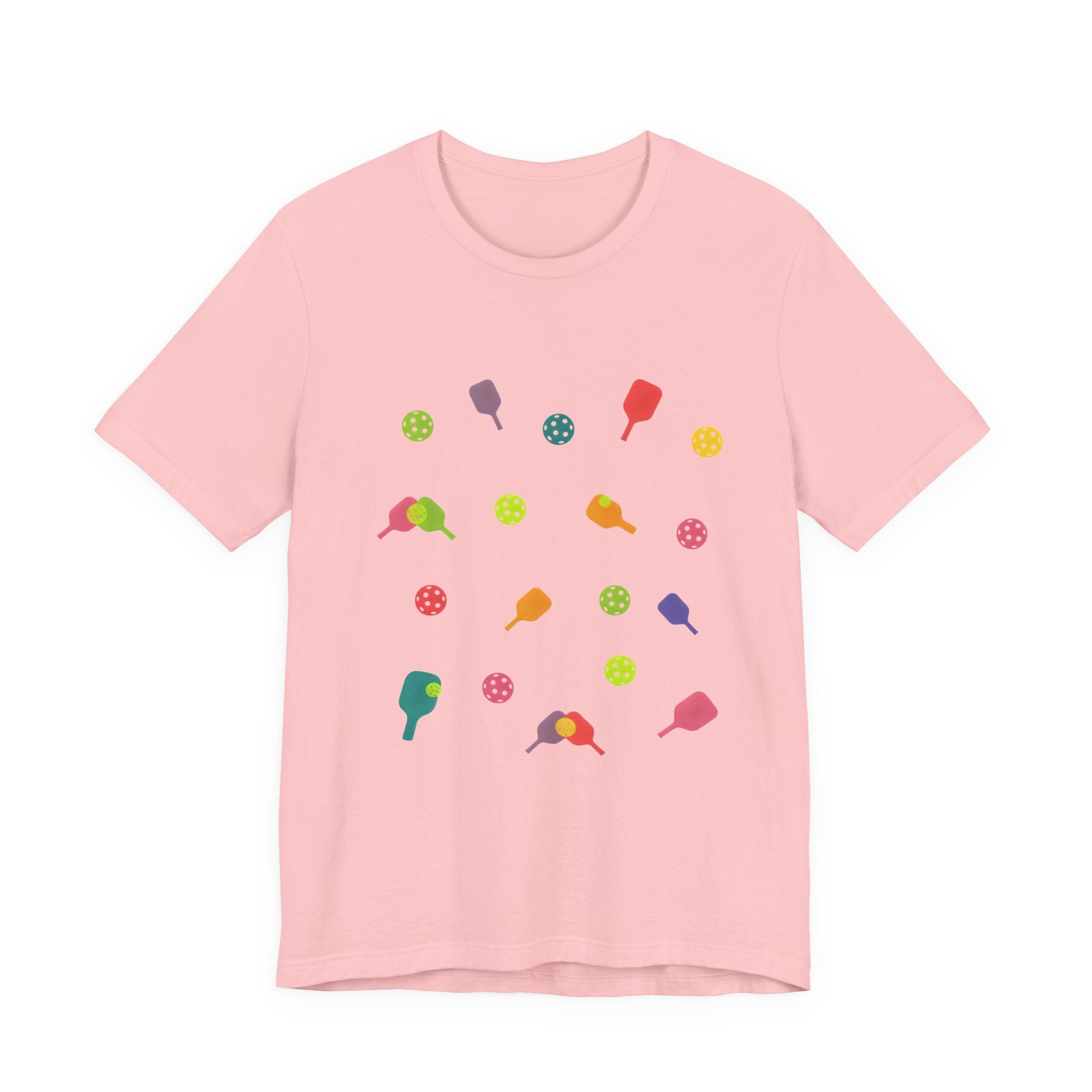 Pickleball Pattern Tee — Colorful Paddle & Ball Graphic T-Shirt