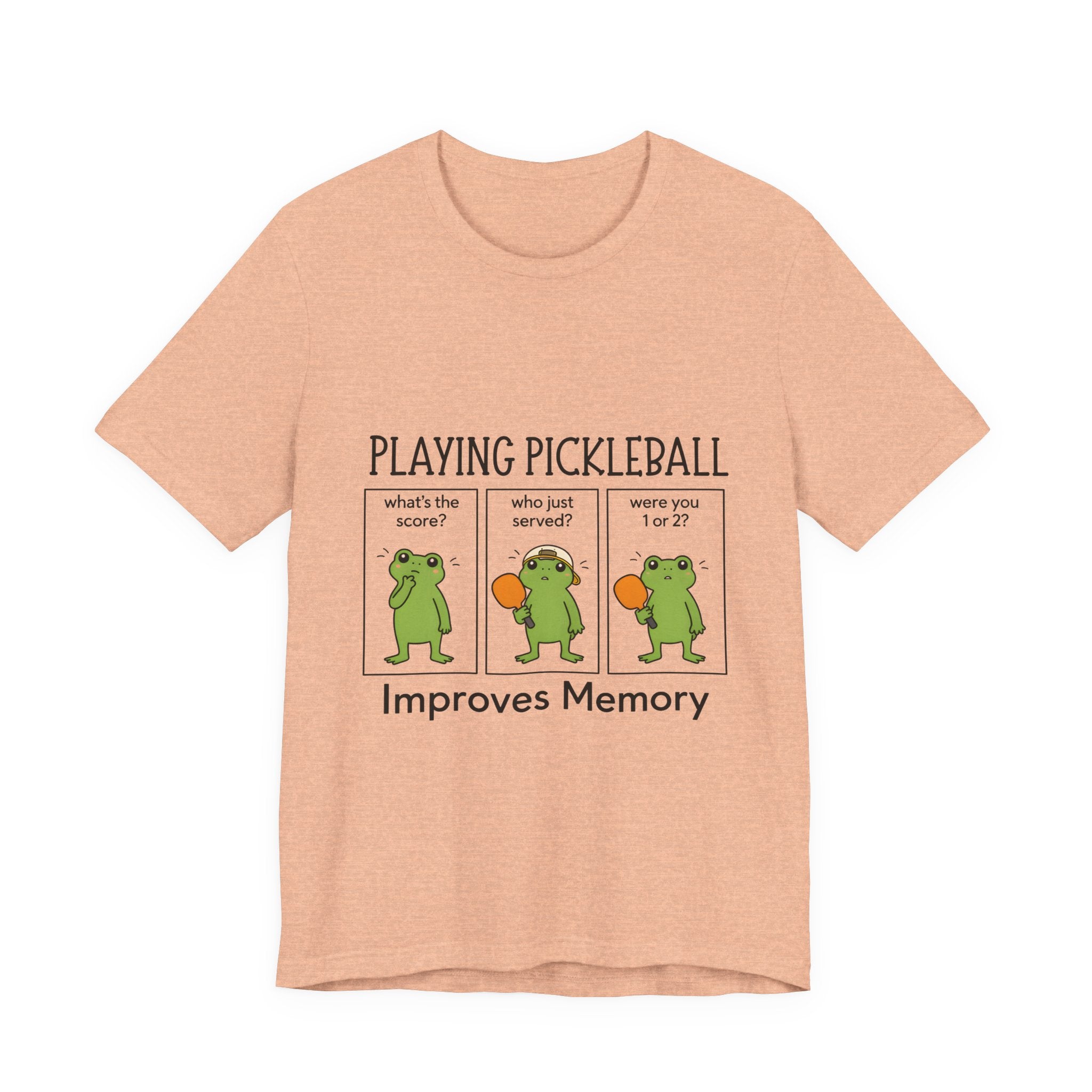 Pickleball T‑Shirt – Funny Frog Comic 'Playing Pickleball Improves Memory'