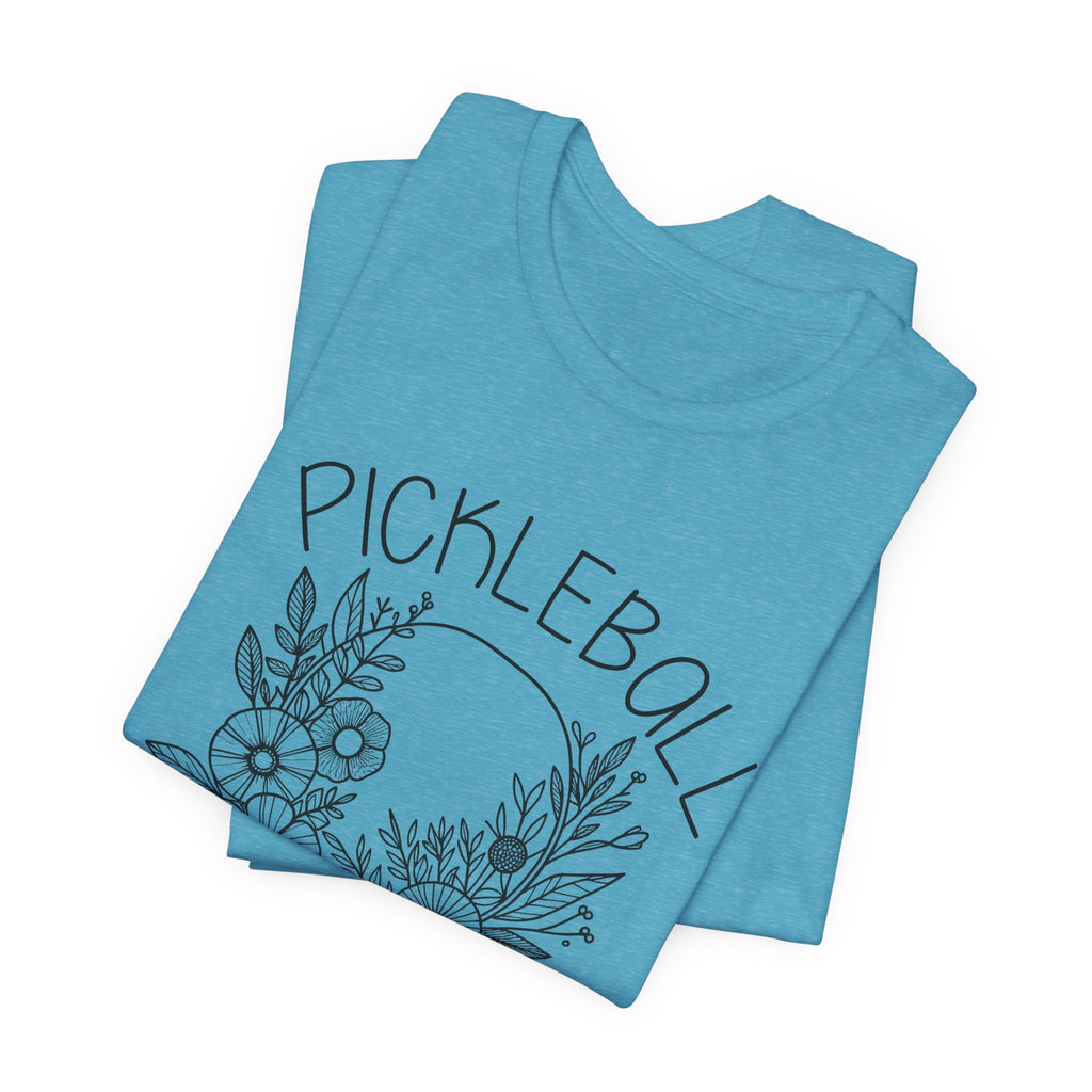 Pickleball Floral Tee — Women's/Unisex Pickleball Shirt with Hand-Drawn Paddle & Flowers