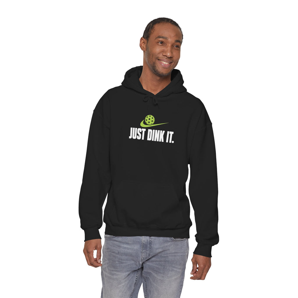 Pickleball Hoodie - "Just Dink It." Sweatshirt with Ball & Paddle Graphic