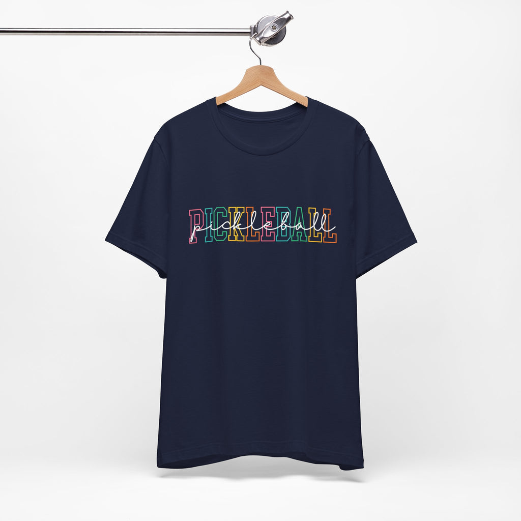 Pickleball Retro Outline T-Shirt — Colorful Athletic Court Tee