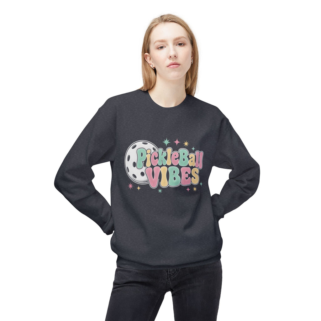 Pickleball Vibes Crewneck Sweatshirt — Pastel Retro Pickleball Graphic