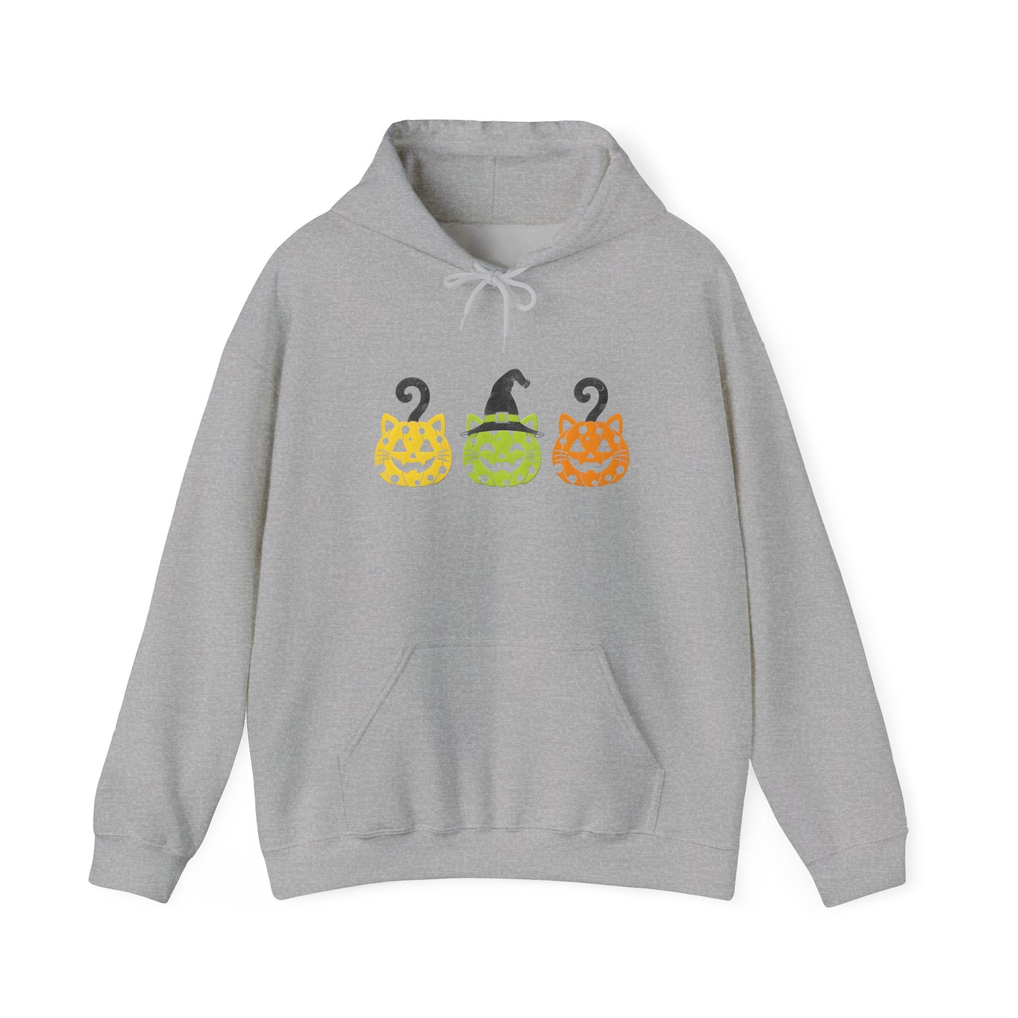 Pumpkin Trio Halloween Hoodie — Cute Witch Hat Jack-o'-Lantern Sweatshirt