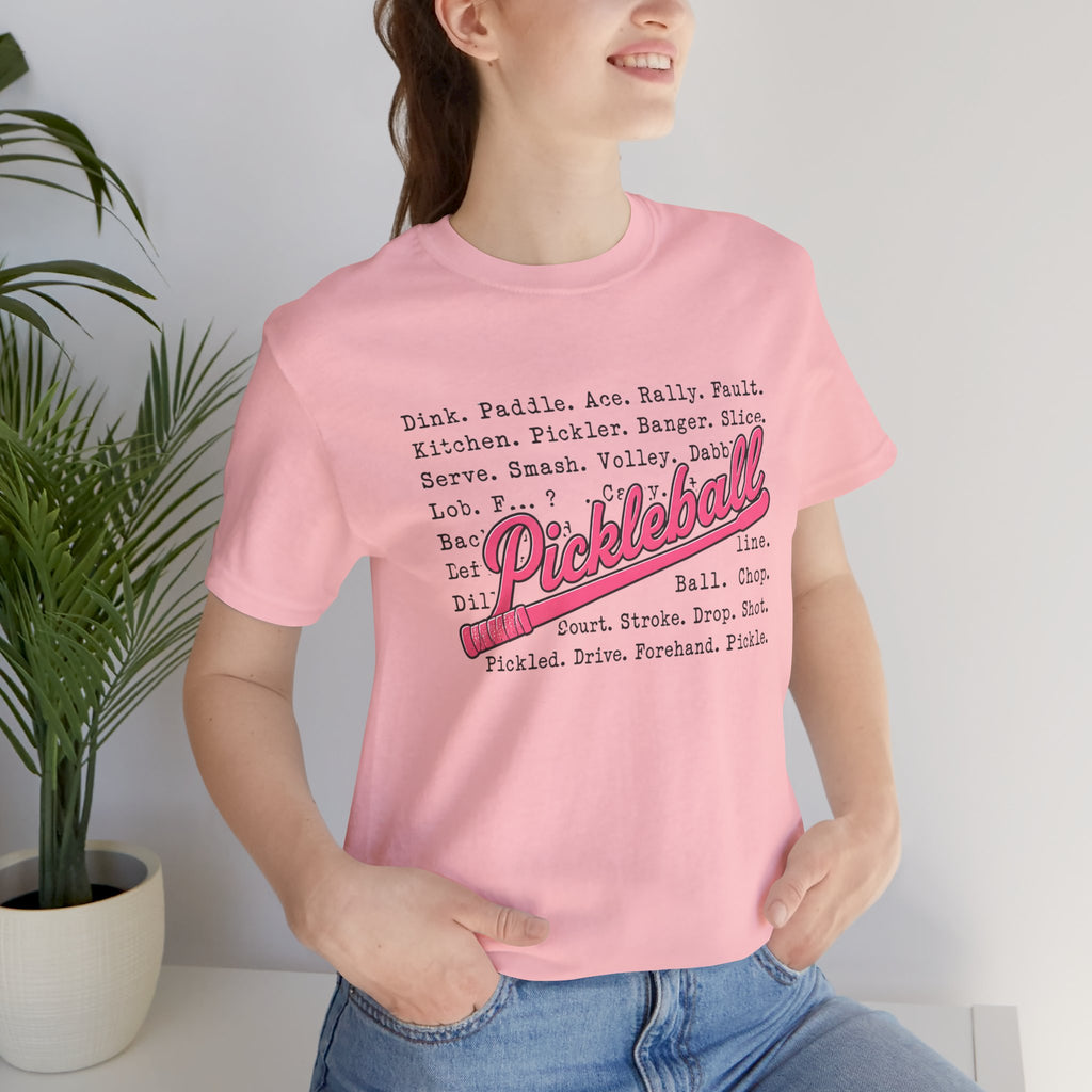 Pickleball Tee — Retro Pink Script Graphic Shirt