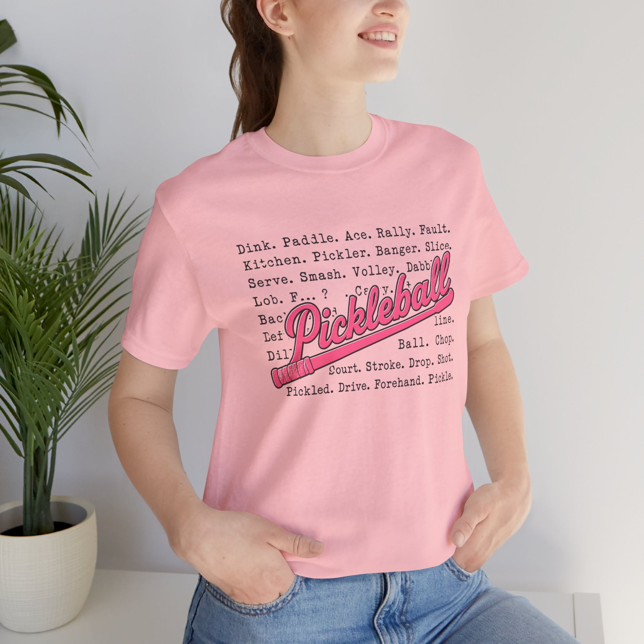 Pickleball Tee — Retro Pink Script Graphic Shirt