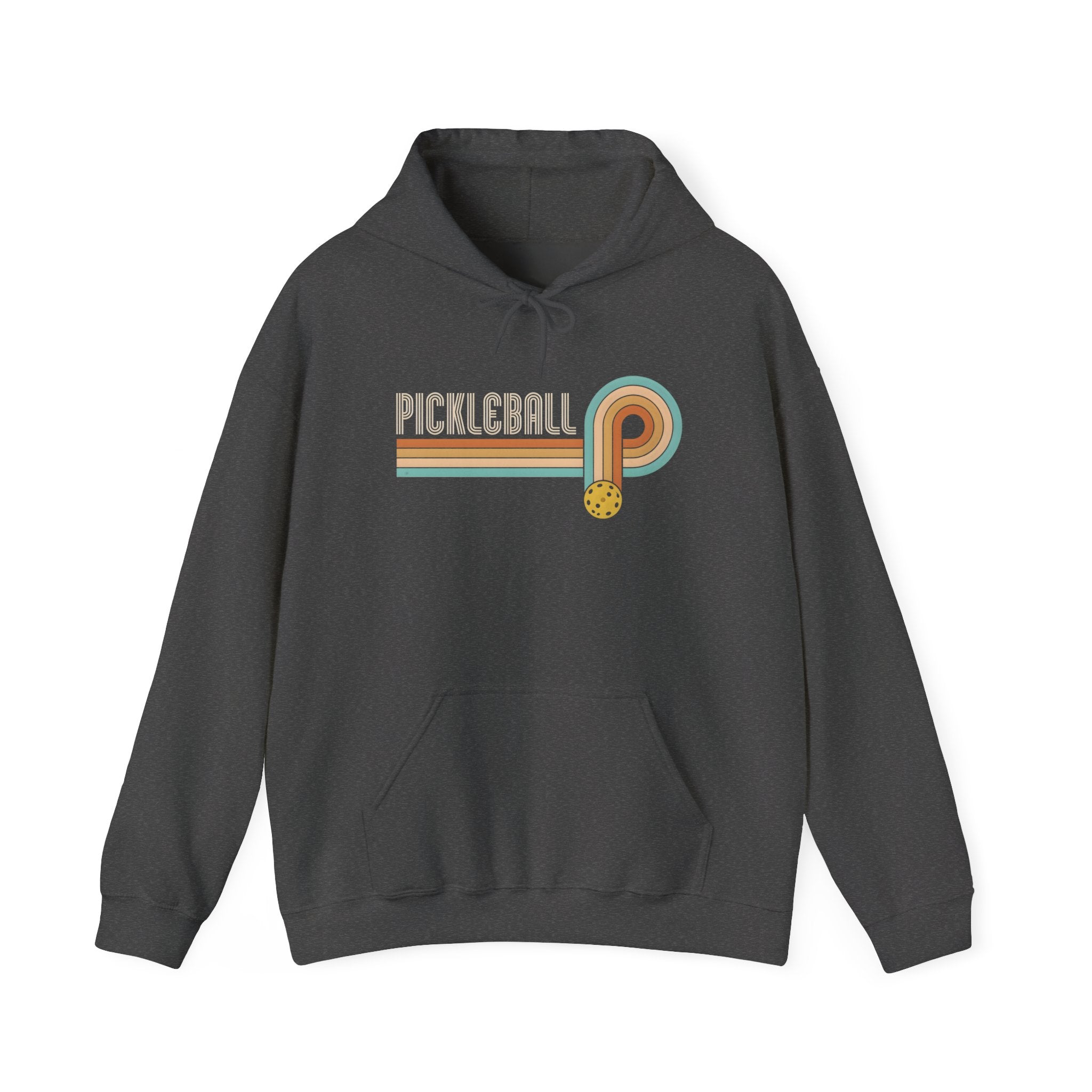 Retro Pickleball Hoodie – Vintage Stripes & Paddle Logo