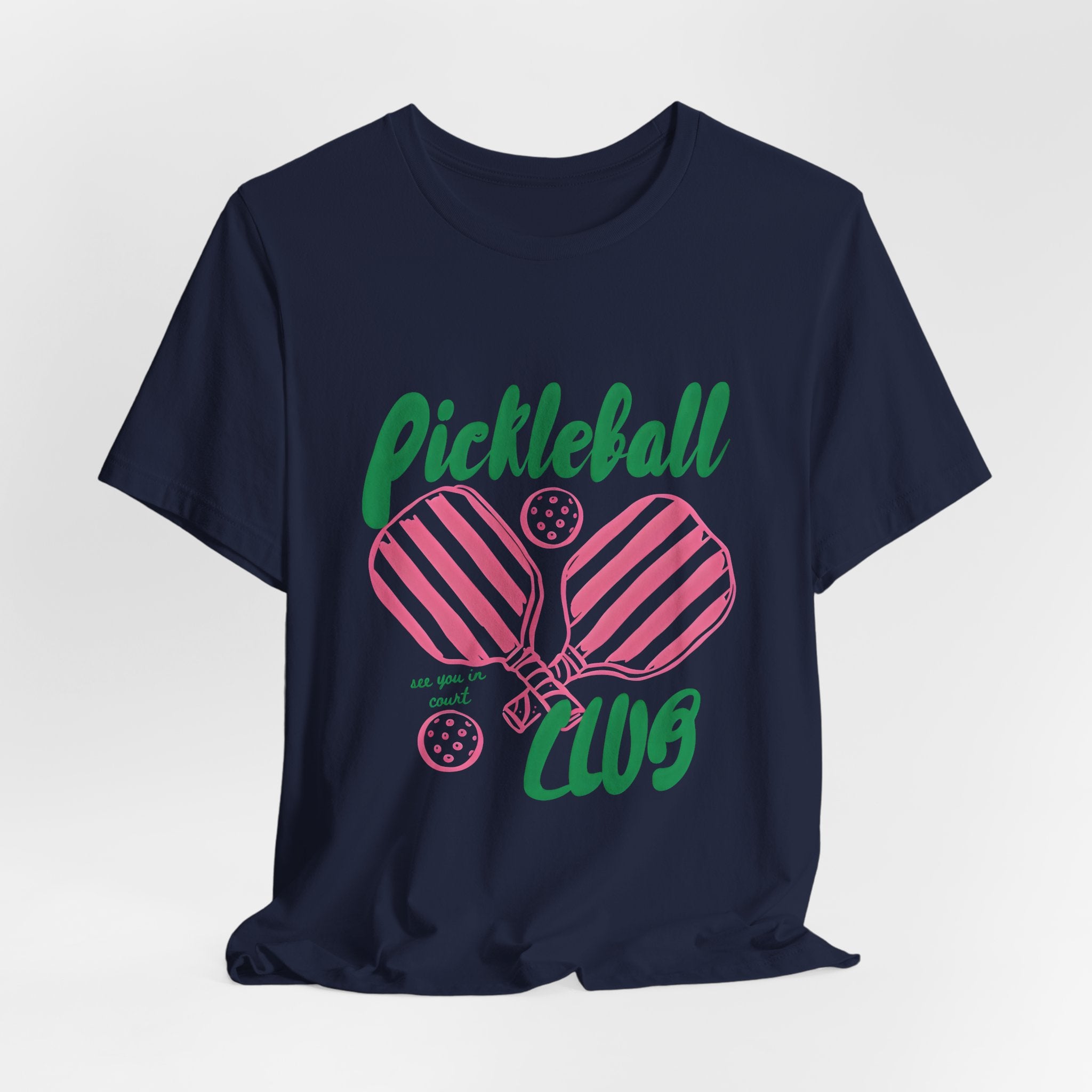 Pickleball Club Heart Tee — Women's Pink & Green Paddle Shirt