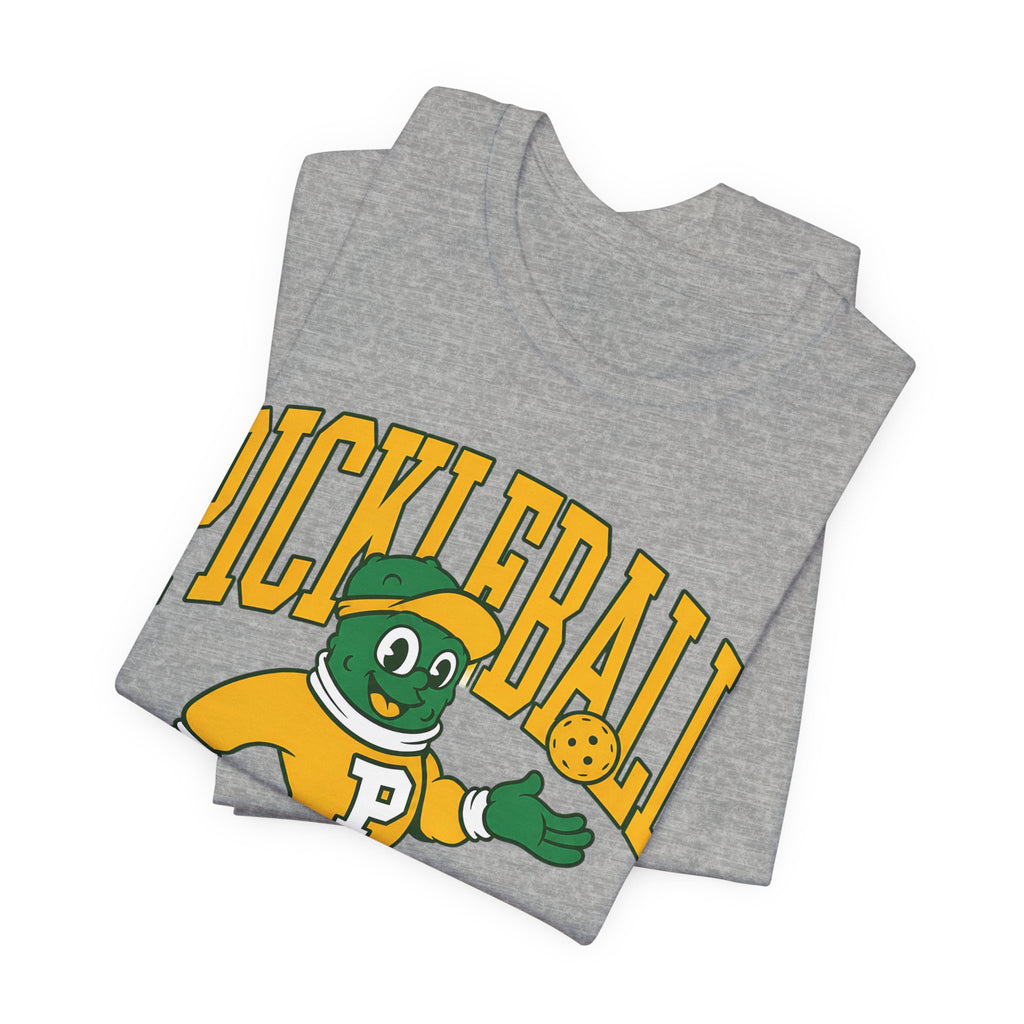 Pickleball Mascot T‑Shirt – Vintage Green & Gold “PICKLEBALL” Graphic (Est. 1965)