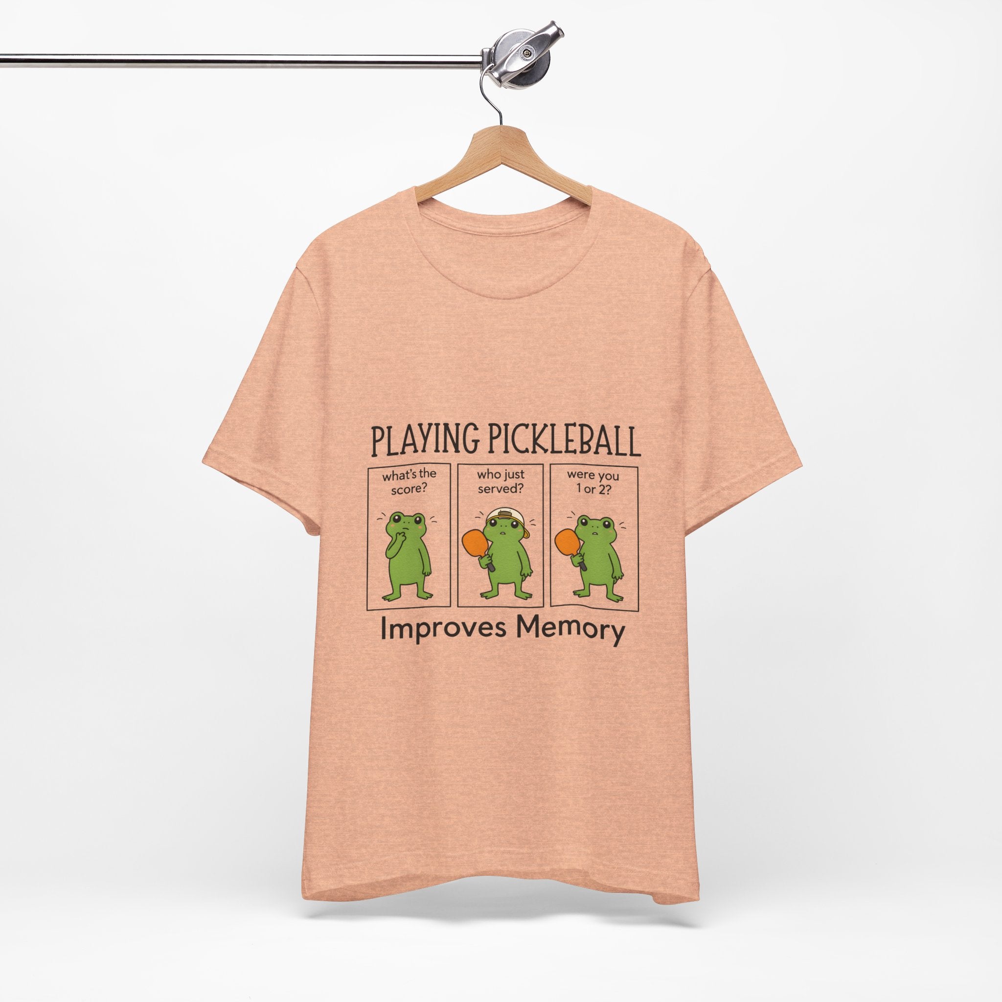 Pickleball T‑Shirt – Funny Frog Comic 'Playing Pickleball Improves Memory'
