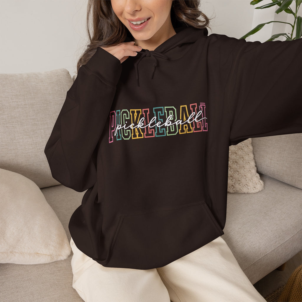 Pickleball Pastel Hoodie – Colorful Retro Text Pickleball Pullover