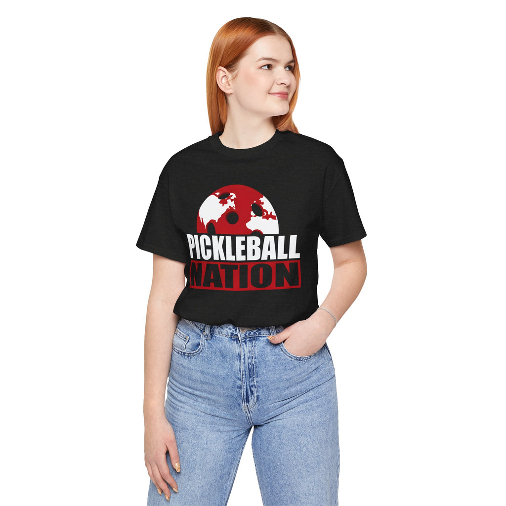 Pickleball Nation T‑Shirt – Bold Red & White Graphic Tee for Players and Fans