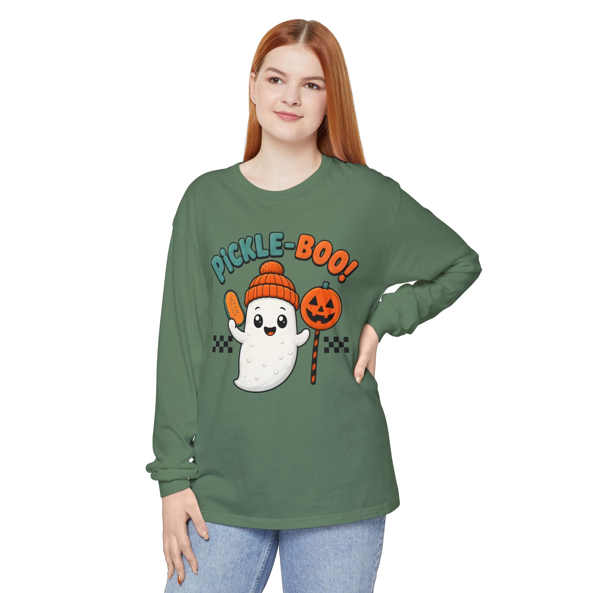 Pickle-Boo! Ghost Halloween Long Sleeve Tee