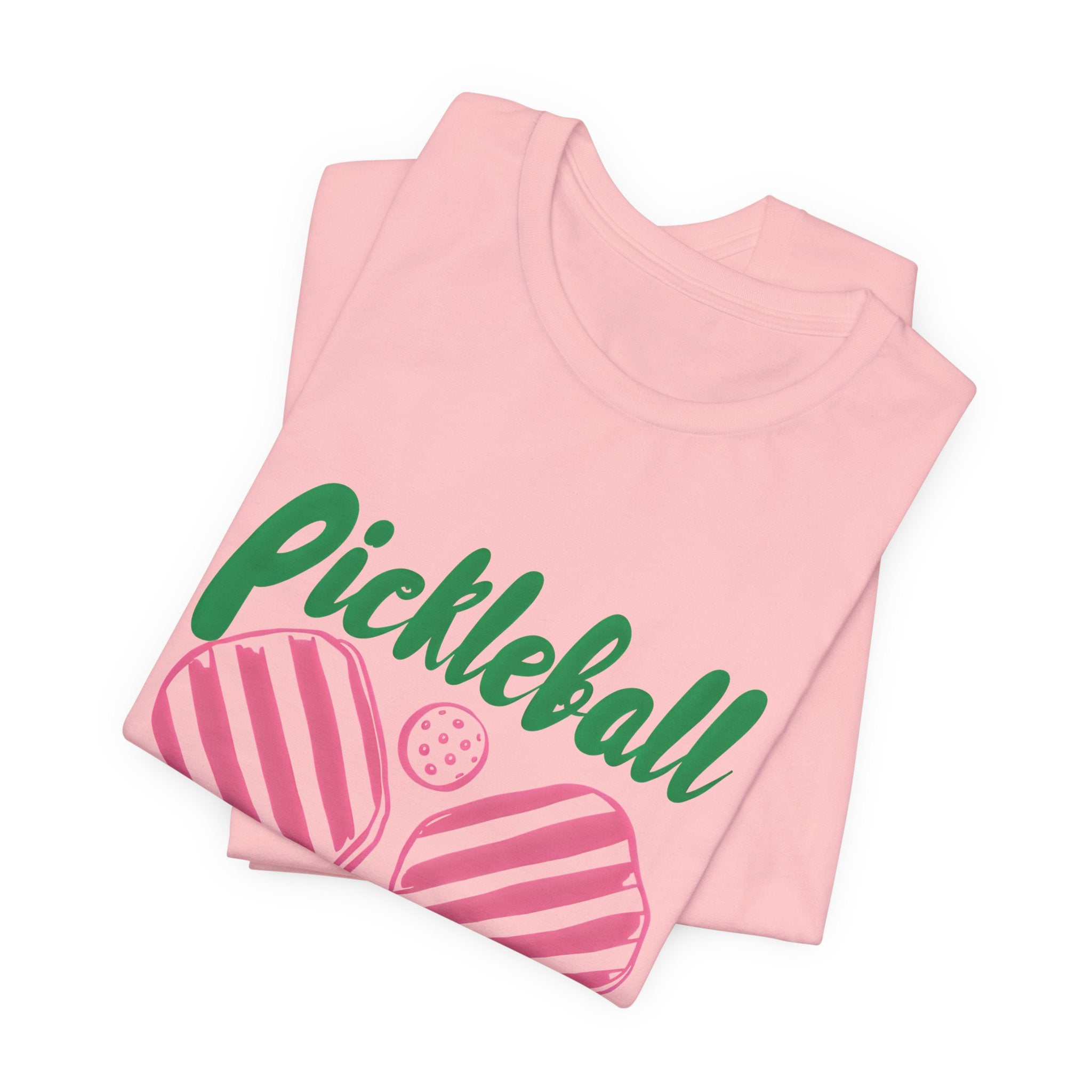 Pickleball Club Heart Tee — Women's Pink & Green Paddle Shirt