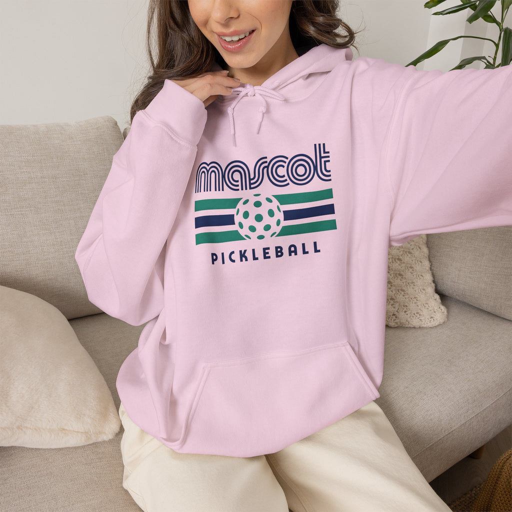 Mascot Pickleball Hoodie — Retro Striped Pickleball Pullover