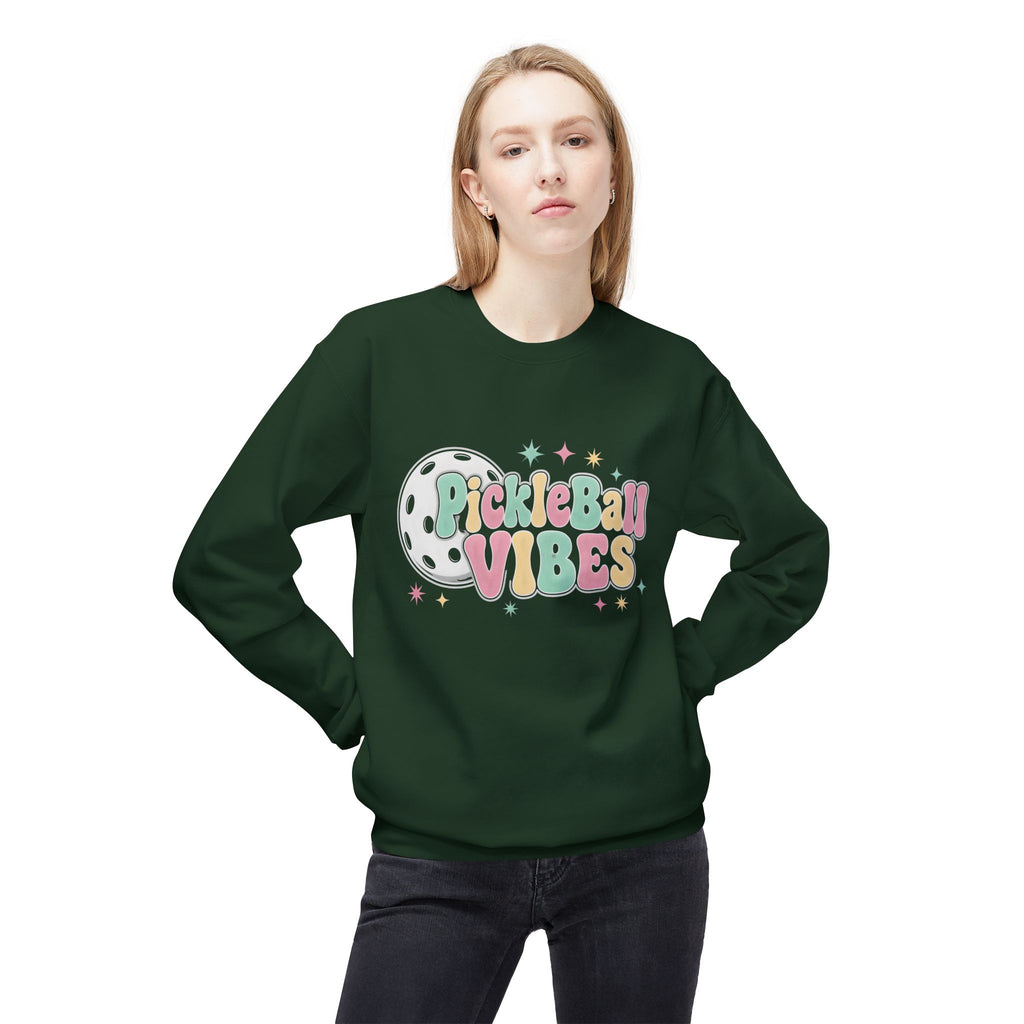 Pickleball Vibes Crewneck Sweatshirt — Pastel Retro Pickleball Graphic