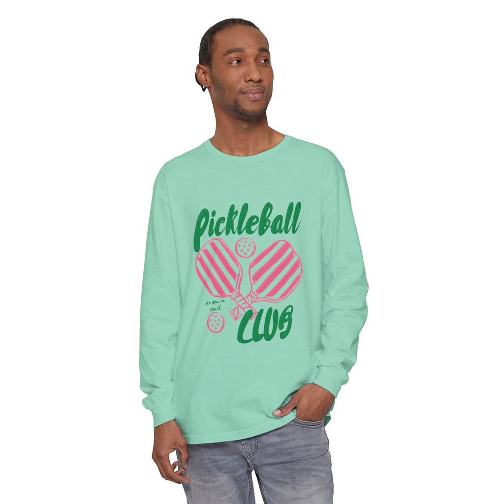 Pickleball Love Long Sleeve Tee – Women's Pink Paddle Graphic
