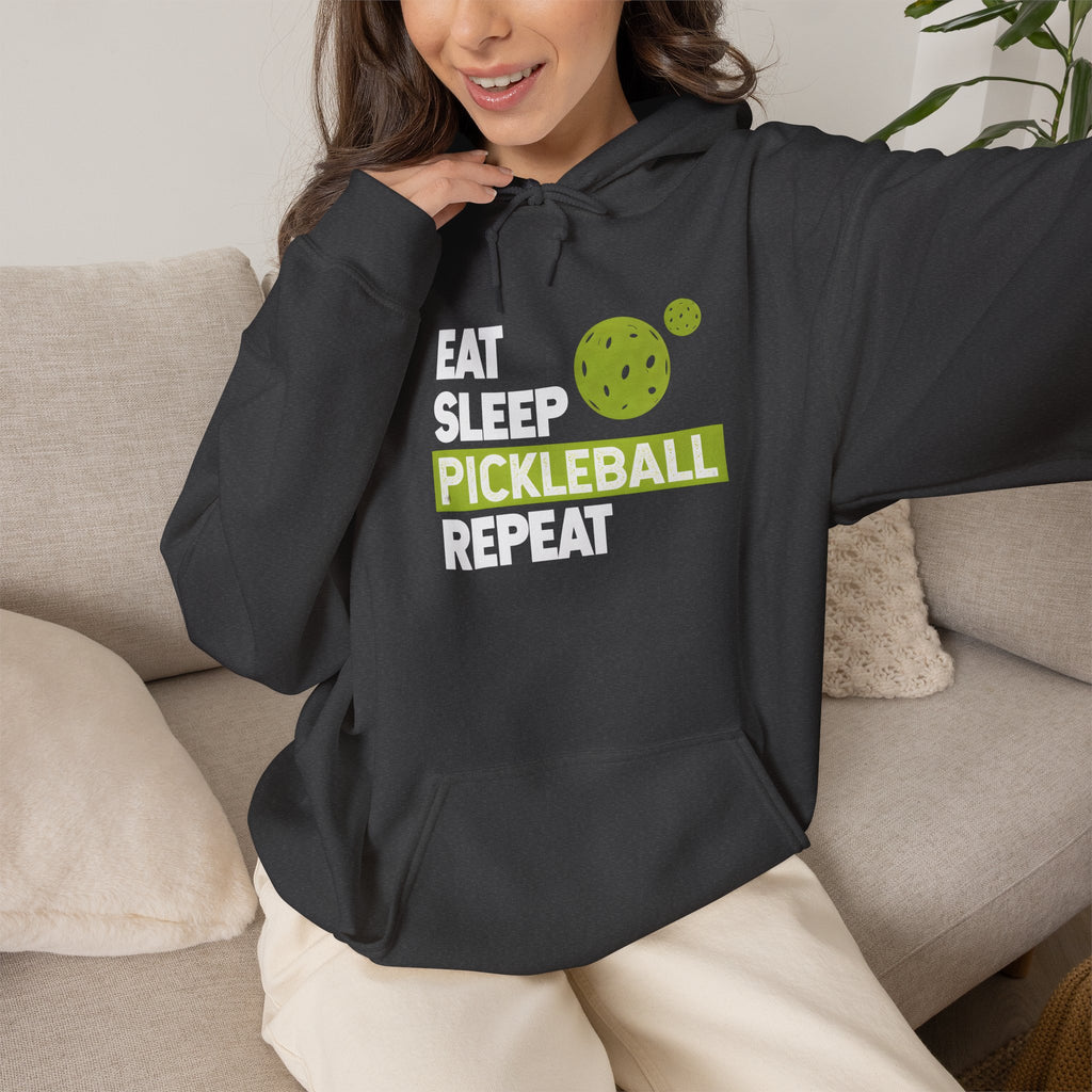 Pickleball Hoodie - "Eat Sleep Pickleball Repeat" Pullover for Players & Fans