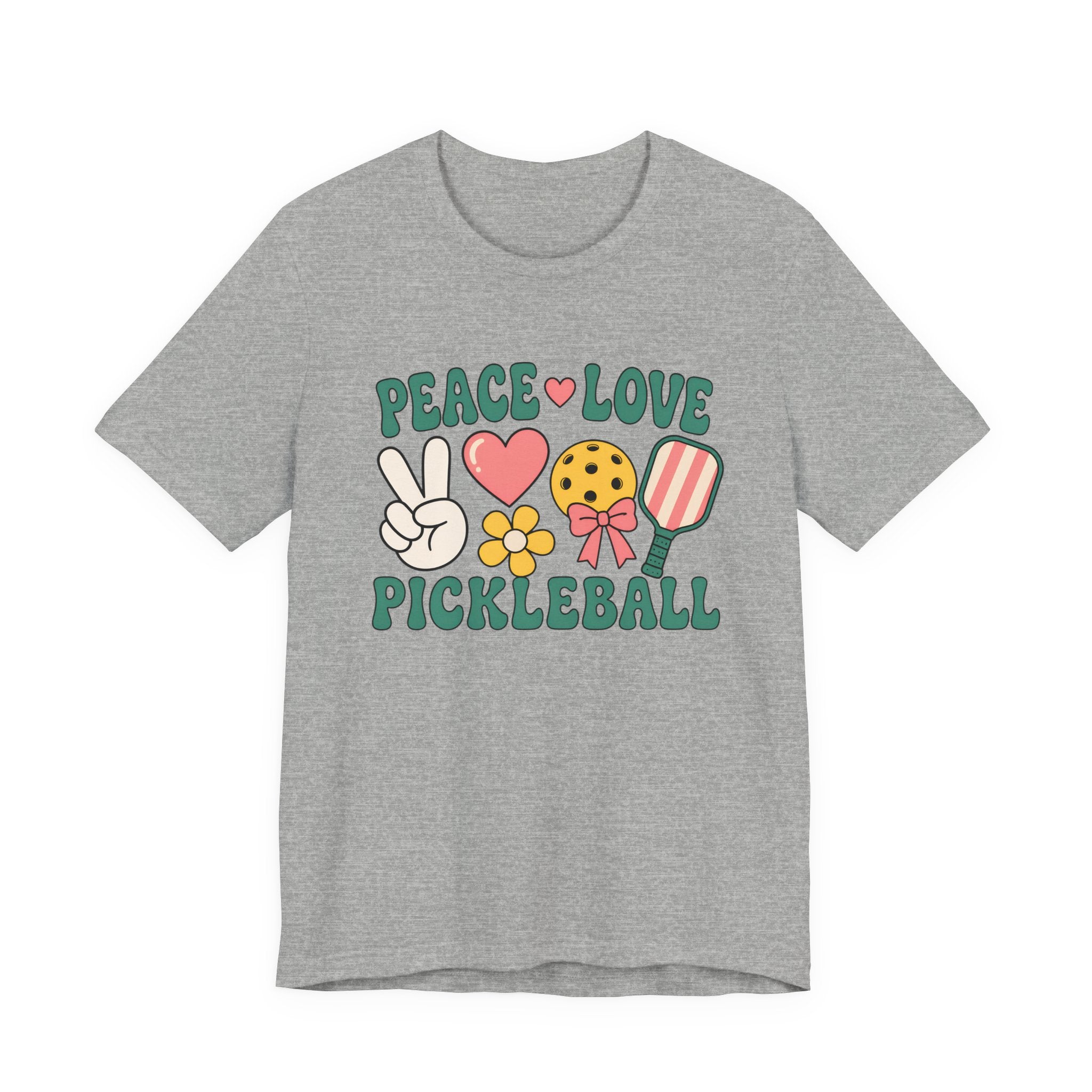 Pickleball Peace & Love T-Shirt – Cute Retro Paddle Design