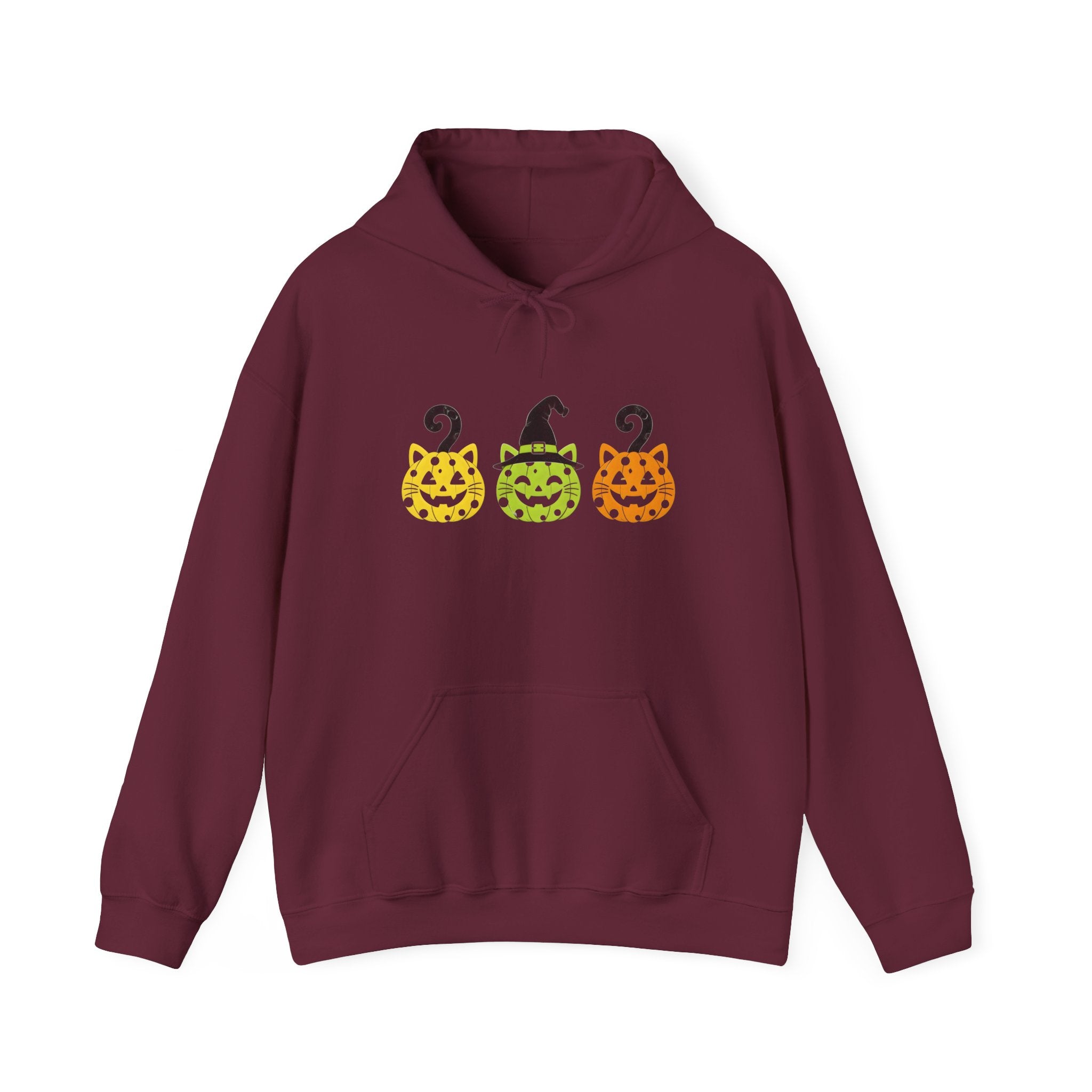 Pumpkin Trio Halloween Hoodie — Cute Witch Hat Jack-o'-Lantern Sweatshirt
