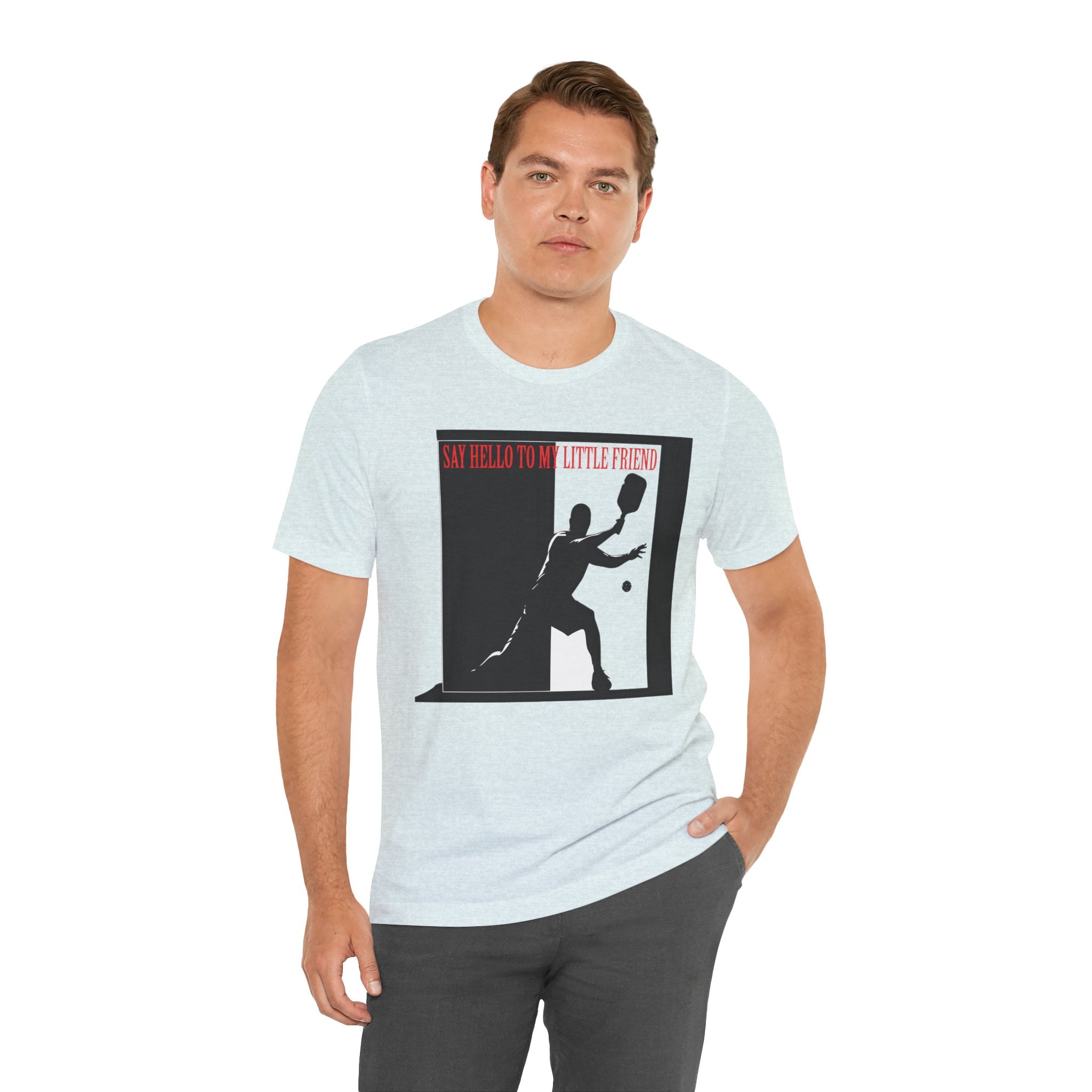 Tennis Tee — "Say Hello to My Little Friend" Retro Silhouette Shirt