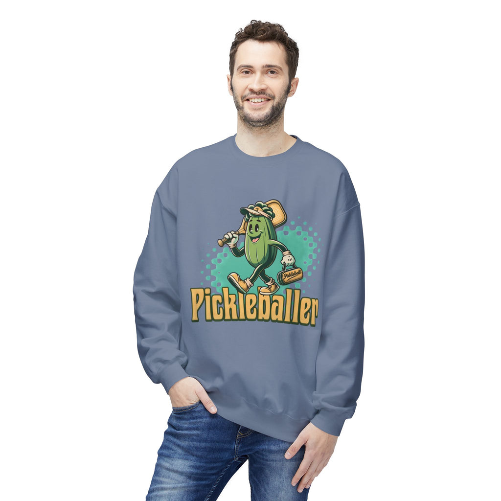 Pickleball Cartoon Crewneck Sweatshirt — "Pickleballer" Graphic